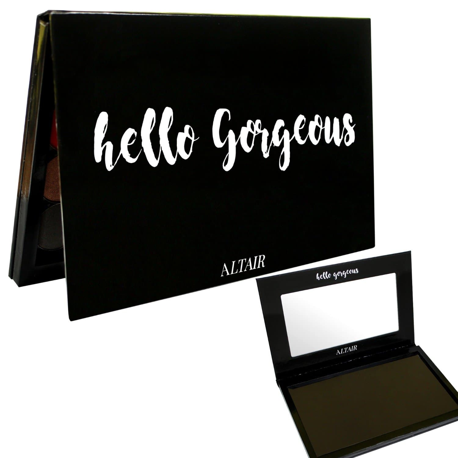 Depotting Large Empty Magnetic Makeup Palette with 10 pcs Magnetic Stickers. Hello Gorgeous Empty Black Depot Palette for Eyeshadows, Blush, Bronzer, Highlighter by Altair Beauty.