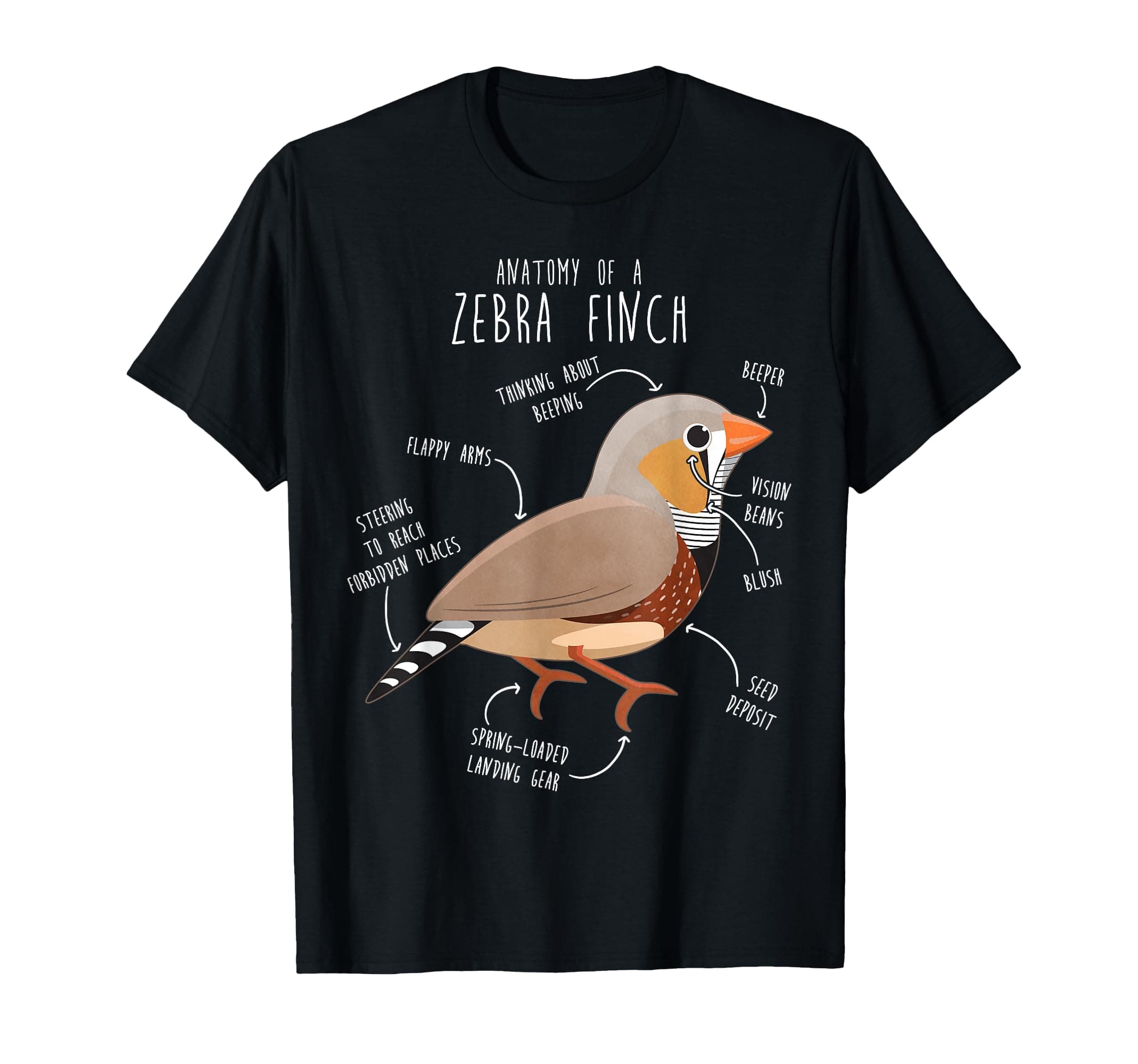 Zebra Finch Anatomy, Funny Cute Pet Bird Mom, Finch Dad T-Shirt