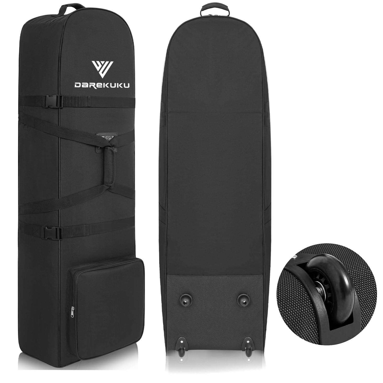 Golf Travel Bags for Airlines with Adjustable Support Rod and Detachable Shoulder Straps, Hard case Top Soft Foldable Golf Club Travel Covers