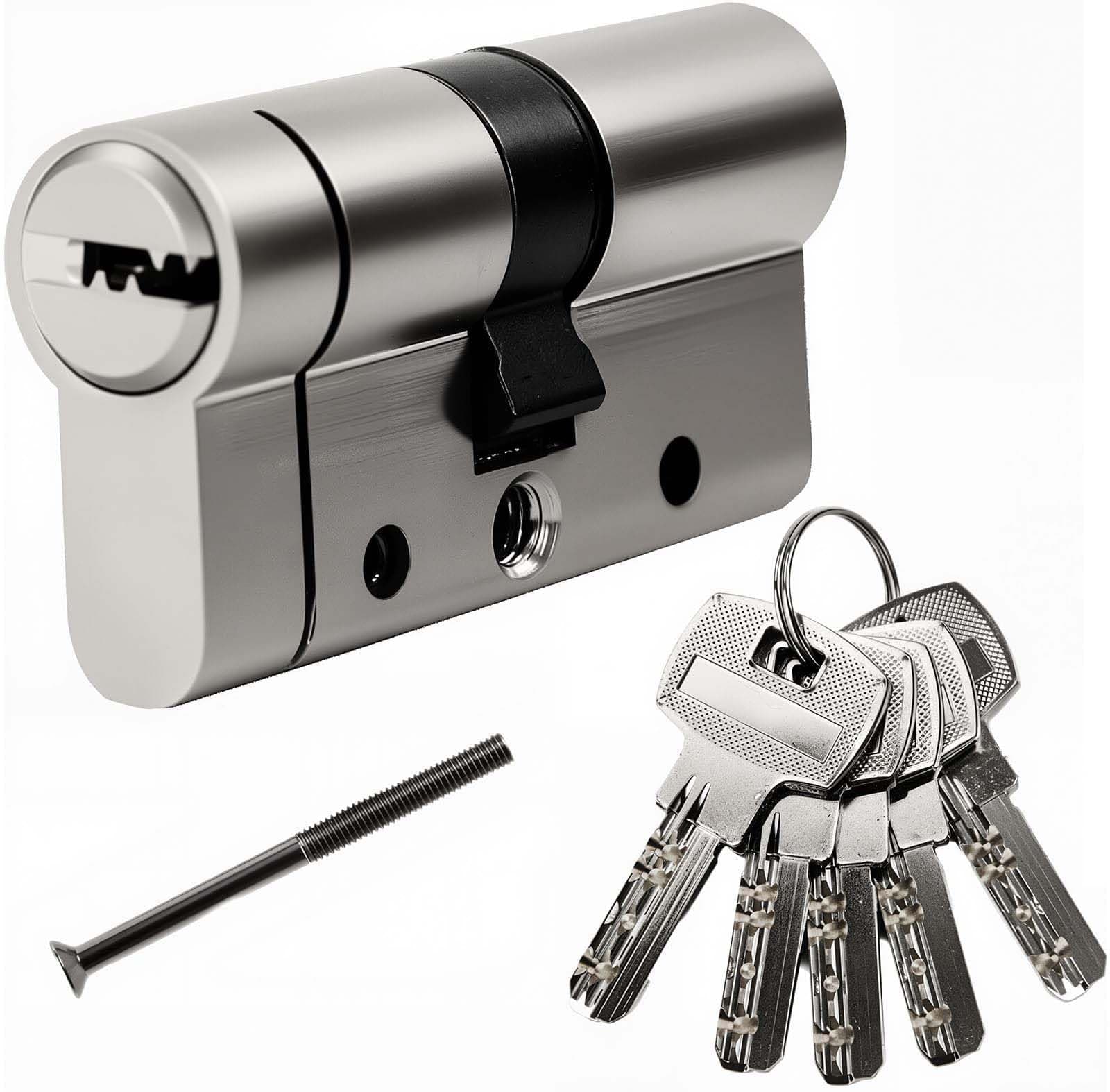 SEPOX 60mm(30/30) Anti-Snap Euro Door Lock Cylinder, High Security 6 Pin, Brass Body Stainless Steel Bar Enforced Anti-Drill Anti-Pick,Anti-Bump Door Barrel with 5 Keys