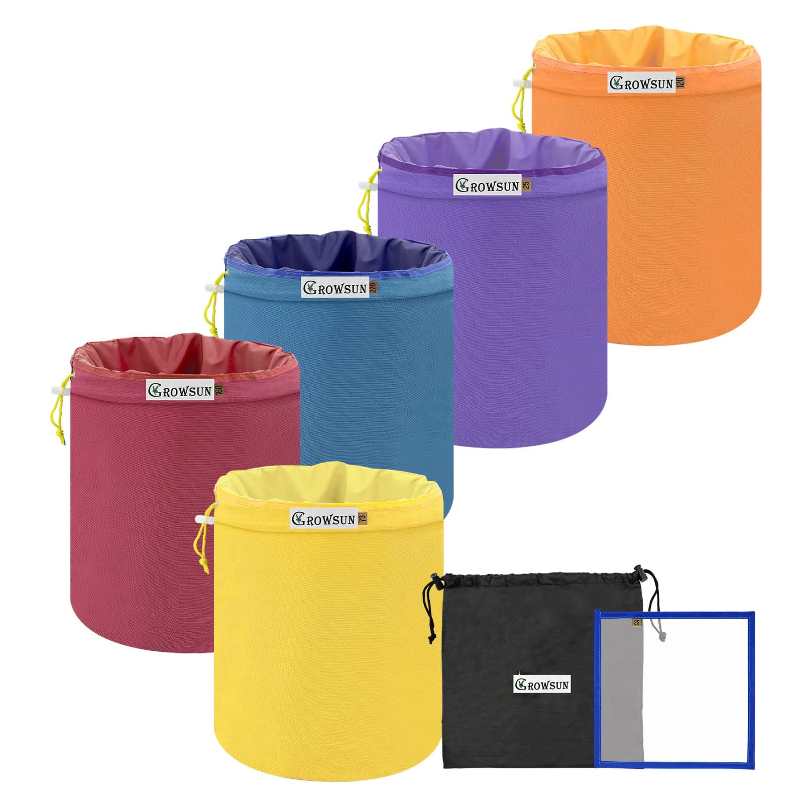 Growsun 20 gallon 5-pack Bubble Hash Bag Extractor Ice Bags for Herbal Extracting Kit with Storage Bag