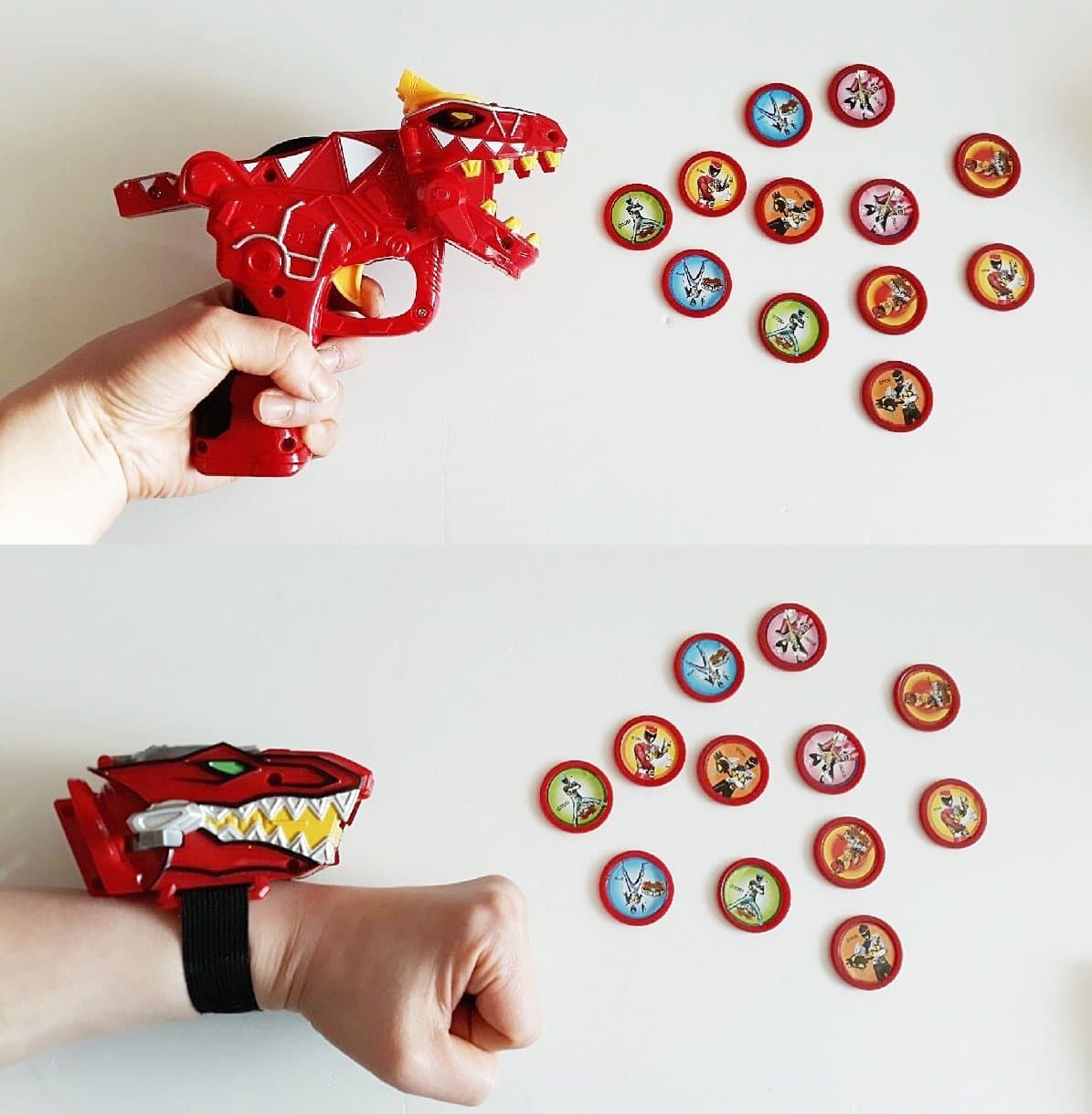 Power Rangers Dino Charge - T-Rex gun + Launcher Disc Shooter set with 12 Discs