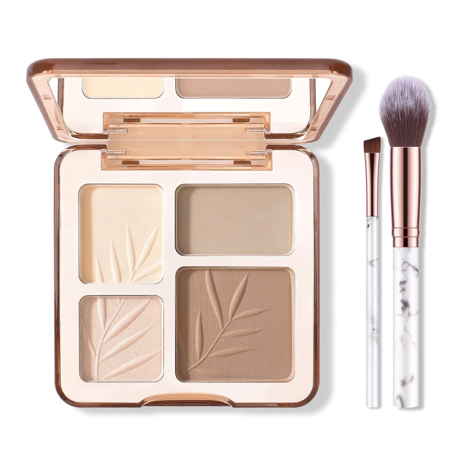 KYDA 4 Colors Highlighter Contour Palette, Bronzer Illuminator Glow Kit, Natural Matte Shimmer Finish, Lasting Face Shape Contouring Makeup, by Ownest Beauty-Set B