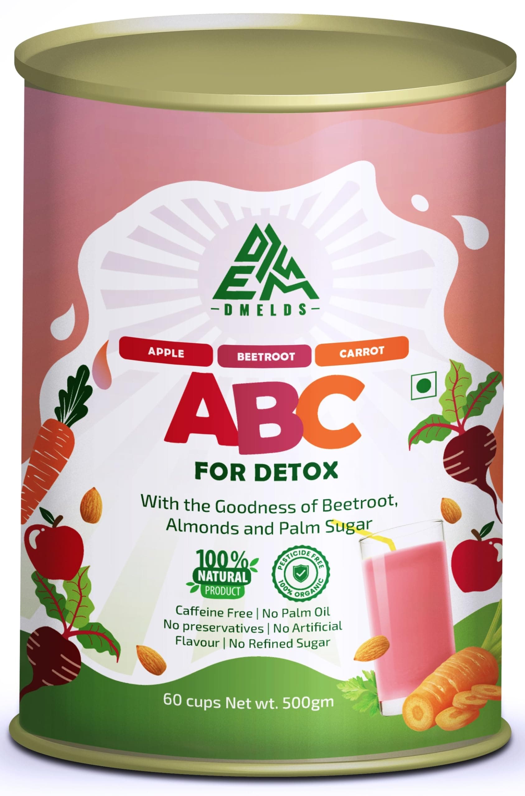 Organic ABC malt Powder 500 gm | Latte Mix, Chai Tea, Powder | Apple, Beetroot, Carrot | No Preservatives | Zero White Sugar | Ready-to-Mix | Almond, Cashew and Cardamom | 500 gm