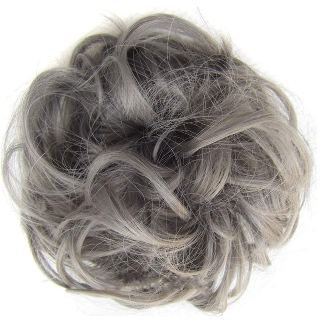 Aonmg Elastic hair bun Hair Piece Messy Curly Bun Mix Gray Blond Natural hair bun Synthetic Hair Chic And Trendy T1B/613