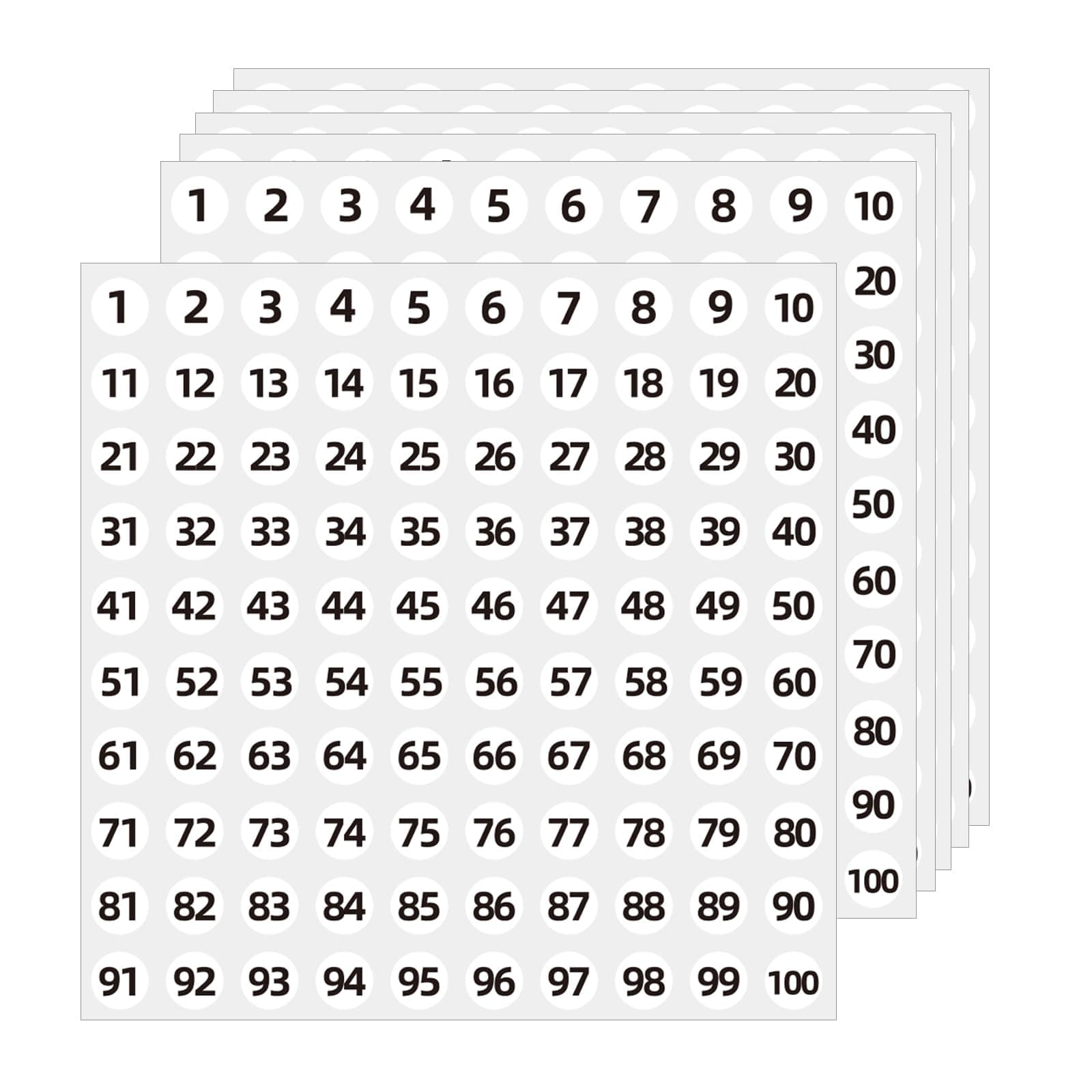STARLIBOO 1 to 100 Vinyl Consecutive Number Stickers, 0.4 inch Small Round Numbered Stickers, 3000Pcs Vinyl Consecutive Number Labels for Storage, Organizing, Boxes, Indoor and Outdoor (White)
