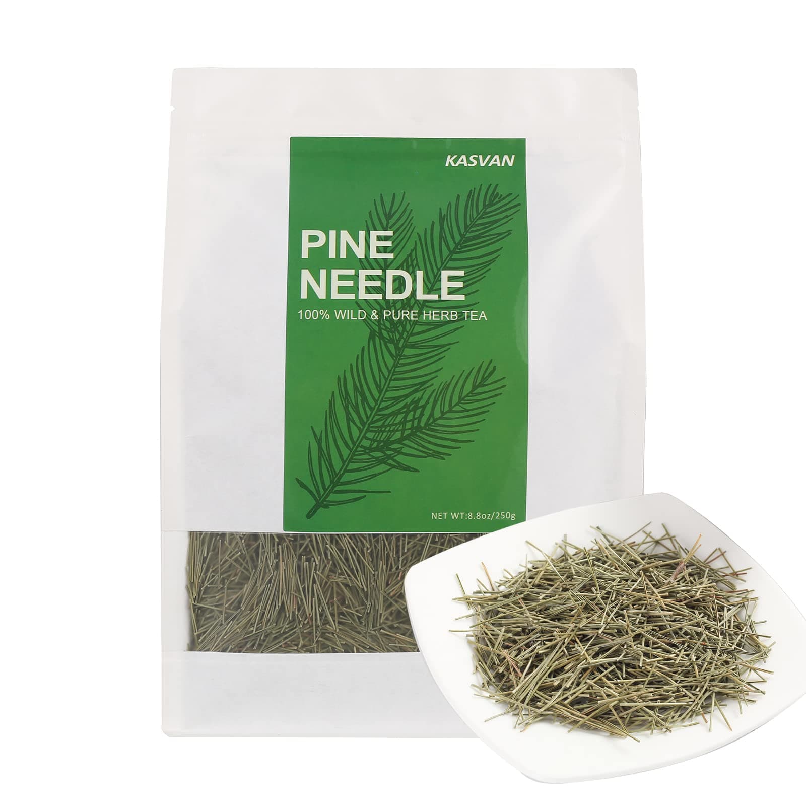 KASVAN Organic Pine Needle Tea (8.8 oz) - White Pine Needle Tea In Vitamin C And A,Easy To Use Suitable For Relaxation，immunity