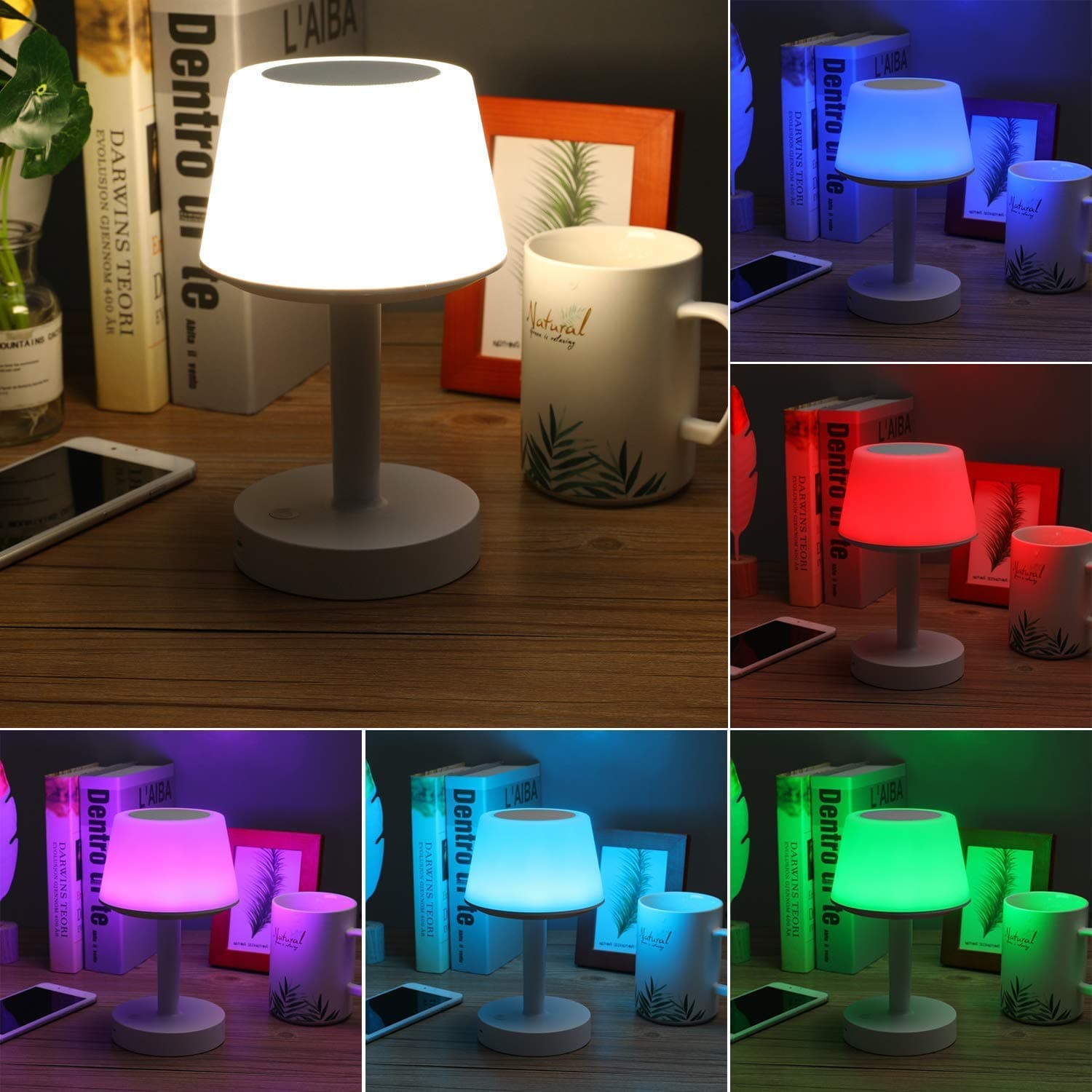 Night Light Bluetooth Speakers, Ranipobo Touch Control Table Lamp & Portable Stereo Speaker, Dimmable Warm White Light & 5 Colors Led Themes Bedside Lamp for Baby Nursery, Kids, Bedroom, Reading