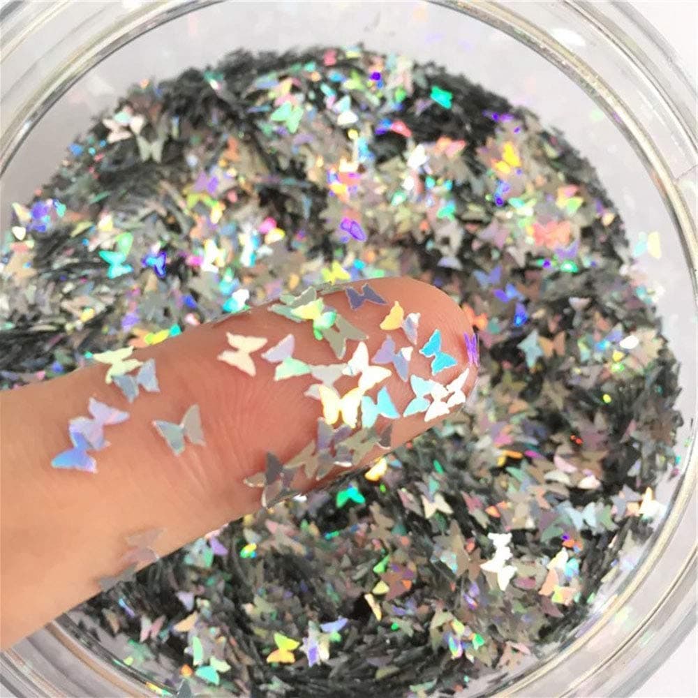 DAWEIF 3D DIY Mini Butterfly Nail Glitter Sequin Holographic Nail Art Decoration