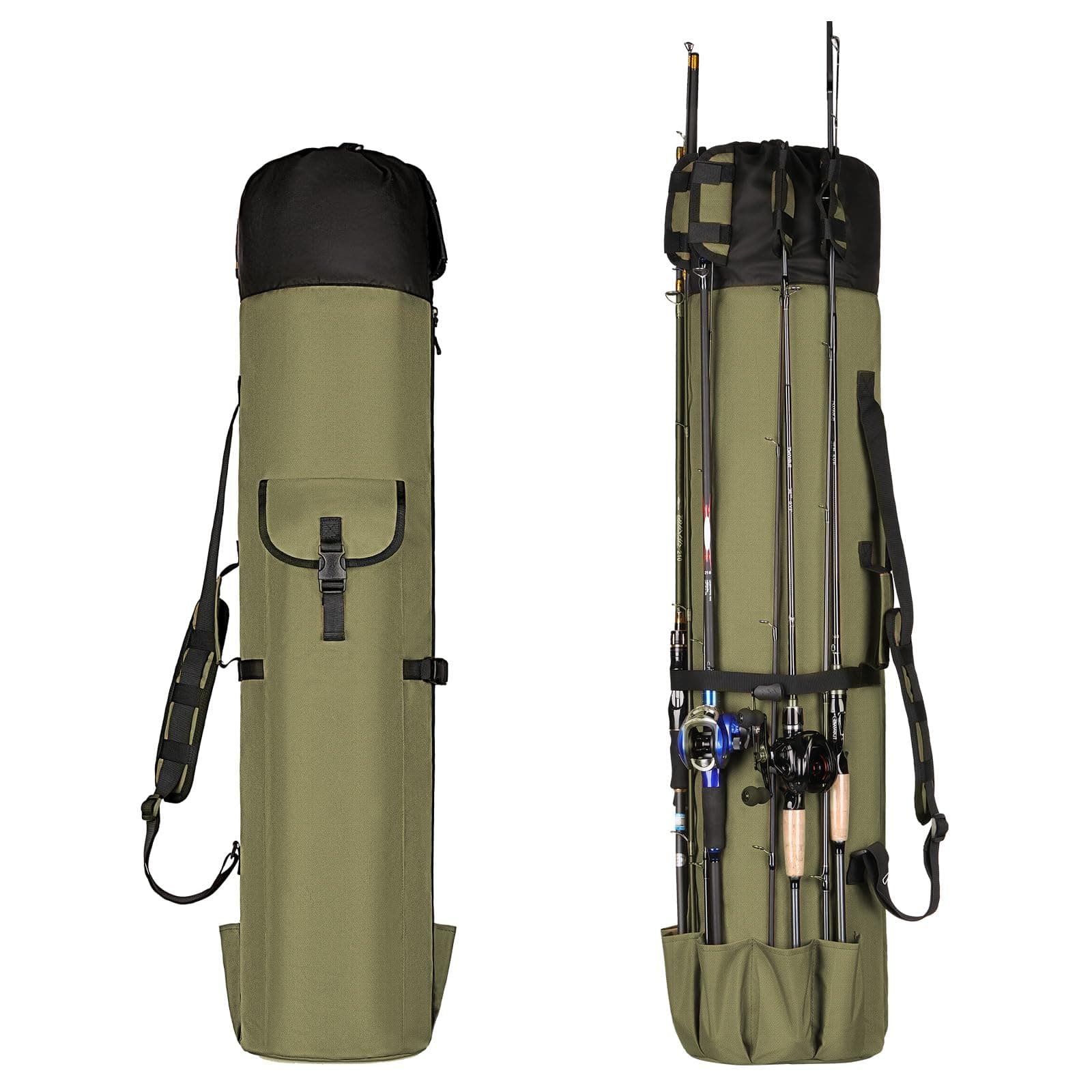 Fishing Rod Bag, Pole Bag Reel Organizer Rod Case Storage for Gear, Tackle, Travel - Gifts for Men, Family (Green)