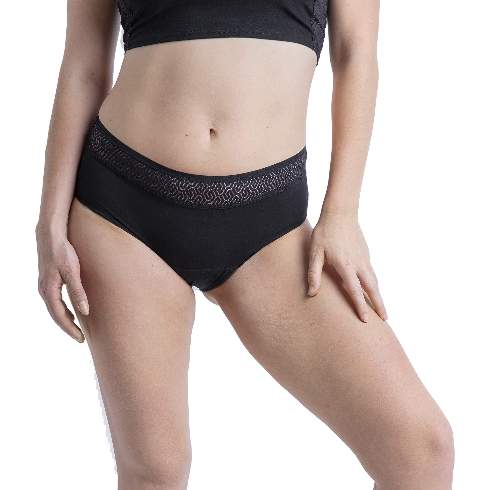 Cocoro Classic Underwear MOERI - Absorbent Menstrual Panties, Reusable, Size 7/XXXL - Black