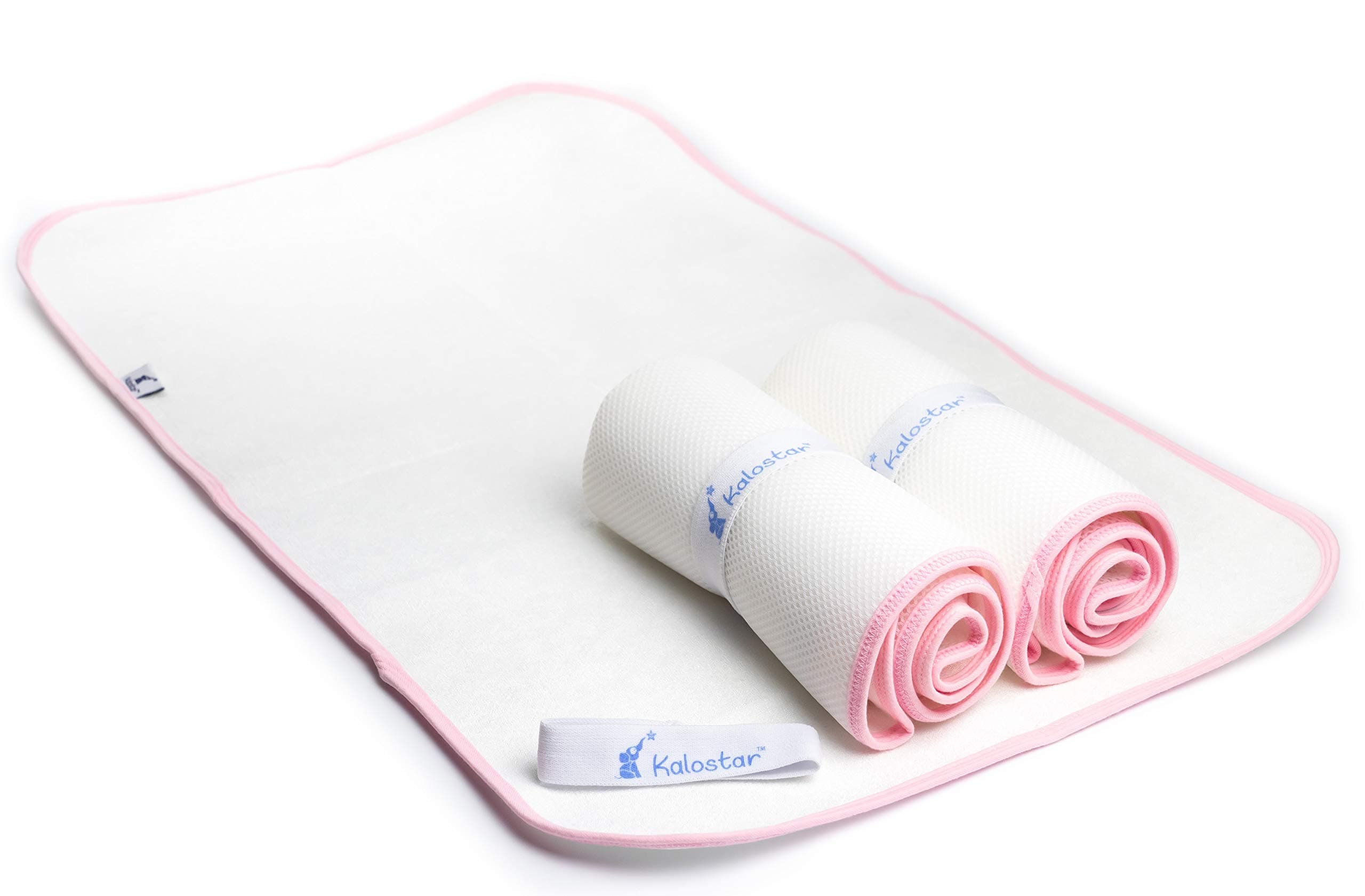 Baby Changing Pad Liners Washable Dryer Safe Portable Extra Large 3 Pack Kalostar (Pink)