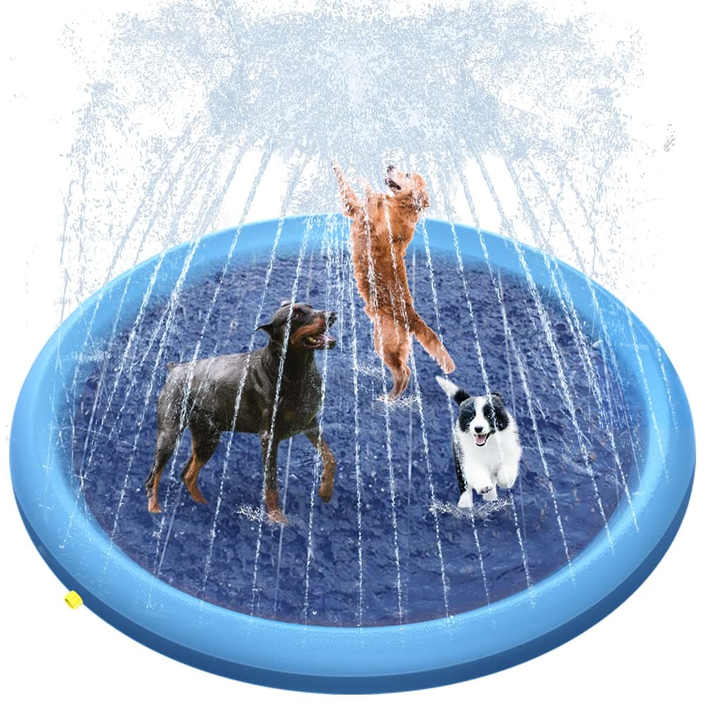 Raxurt Splash Pad, 67in Anti-Slip Splash Pad for Kids Dogs 0.58mm Thickened Dog Pool Splash Sprinkler Pad Durable Summer Outdoor Water Toys for Baby Toddler Boys Girls Pet