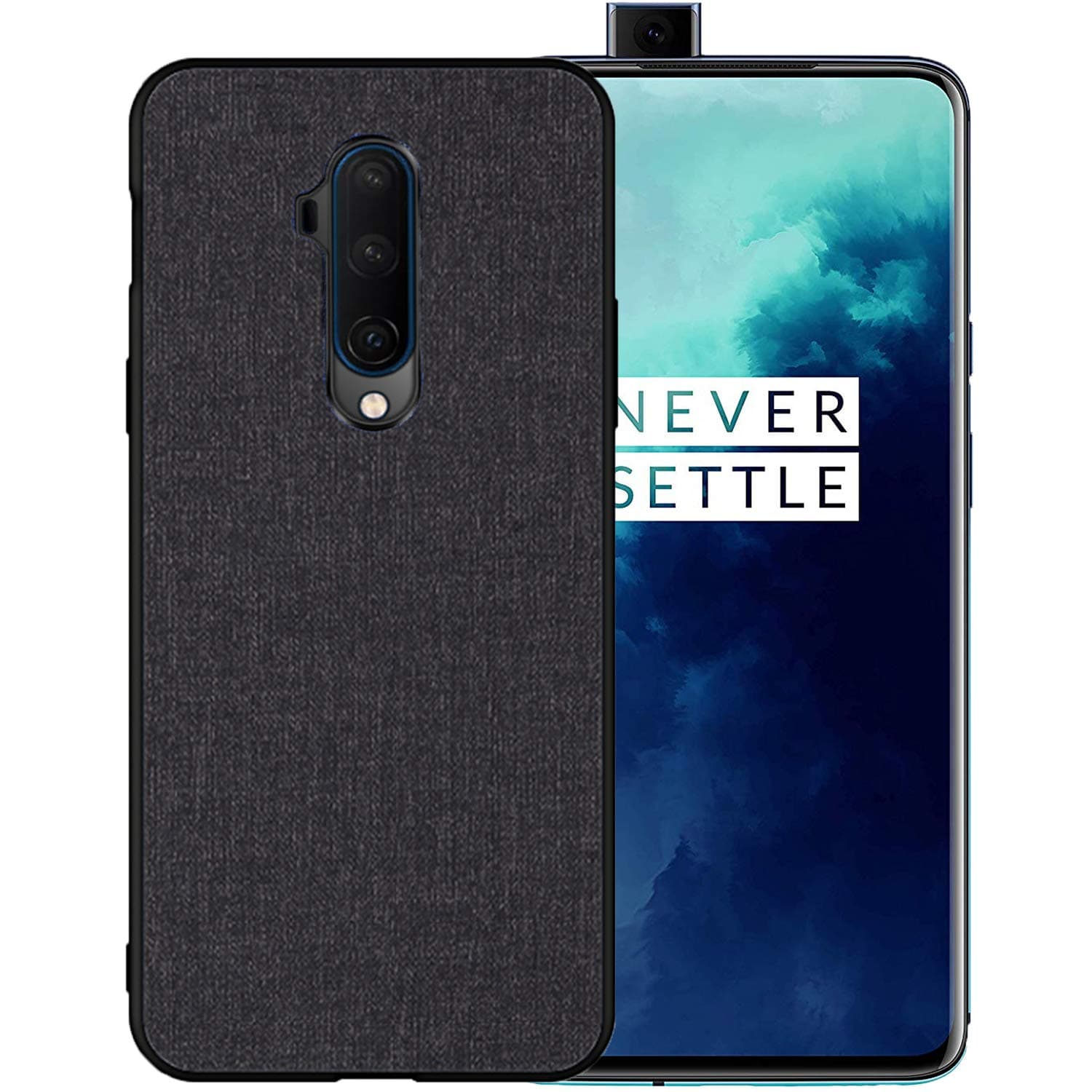 AOYIY Case For Oneplus 7T Pro Case, Shockproof Silicone Bumper Hybrid PU and PC Back Cover Protective Case for Oneplus 7T Pro (Black)