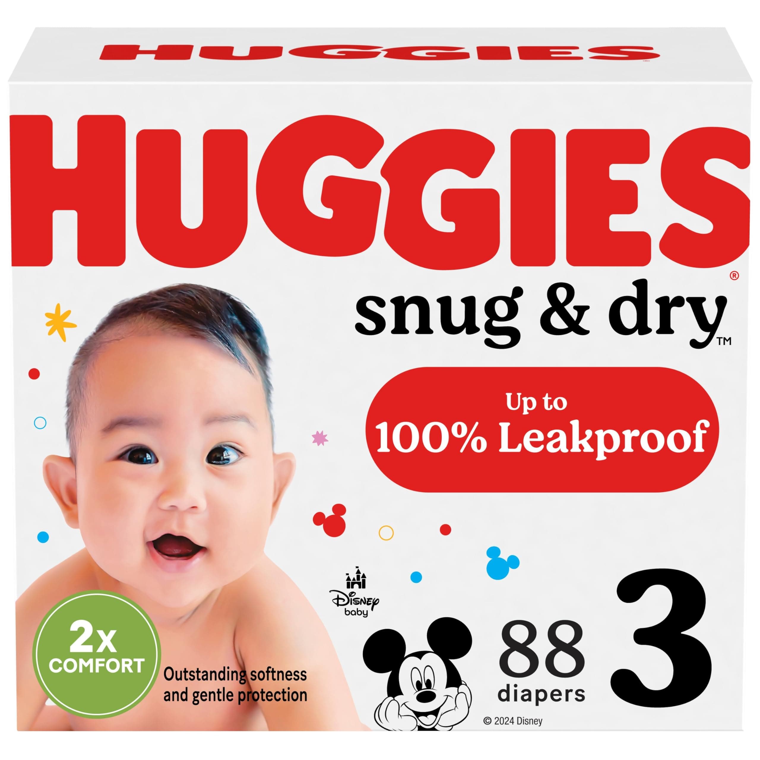 Huggies Size 3 Diapers, Snug & Dry Baby Diapers, Size 3 (16-28 lbs), 88 Count