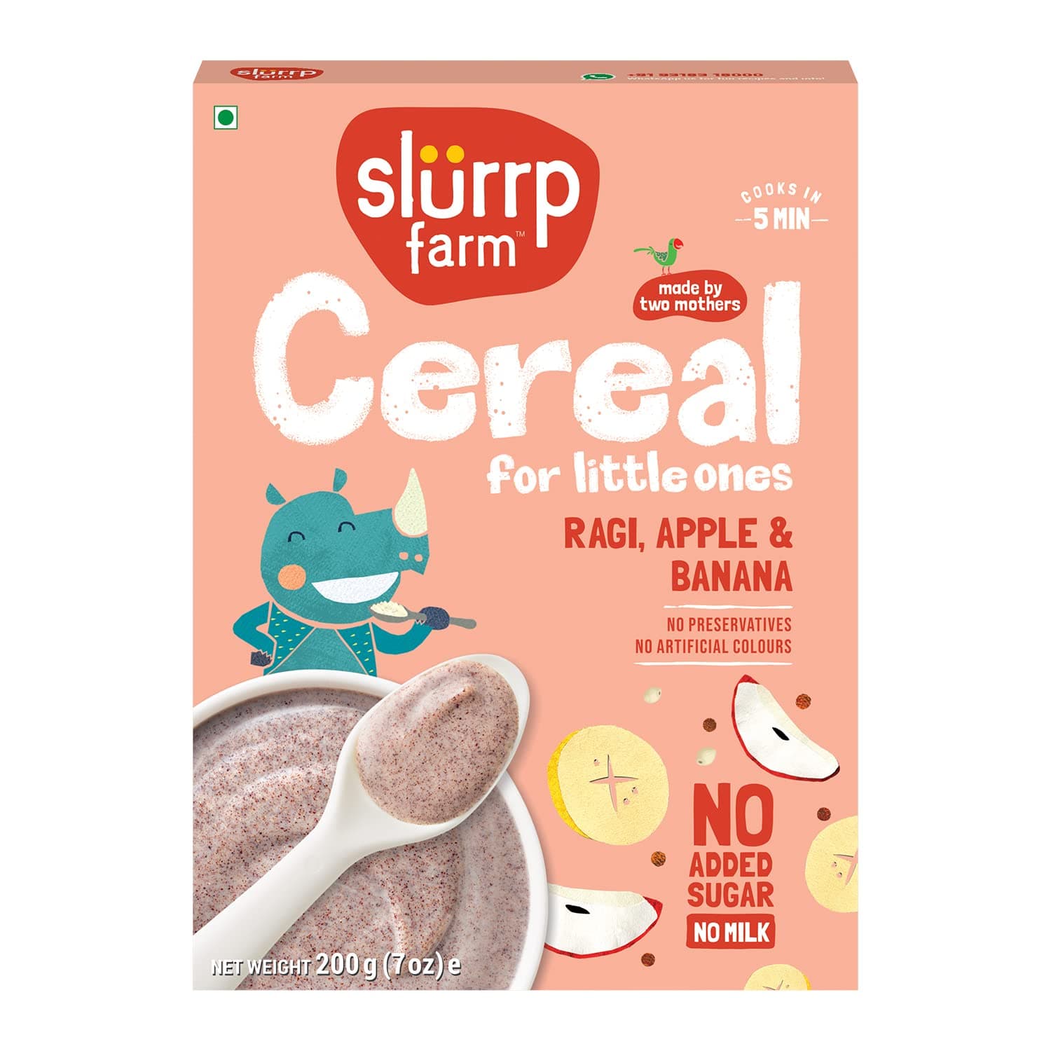 Instant Ragi & Apple Cereal, Real Apple & Banana, Cereal with No Milk, No Preservatives, 200g | NO Added Sugar