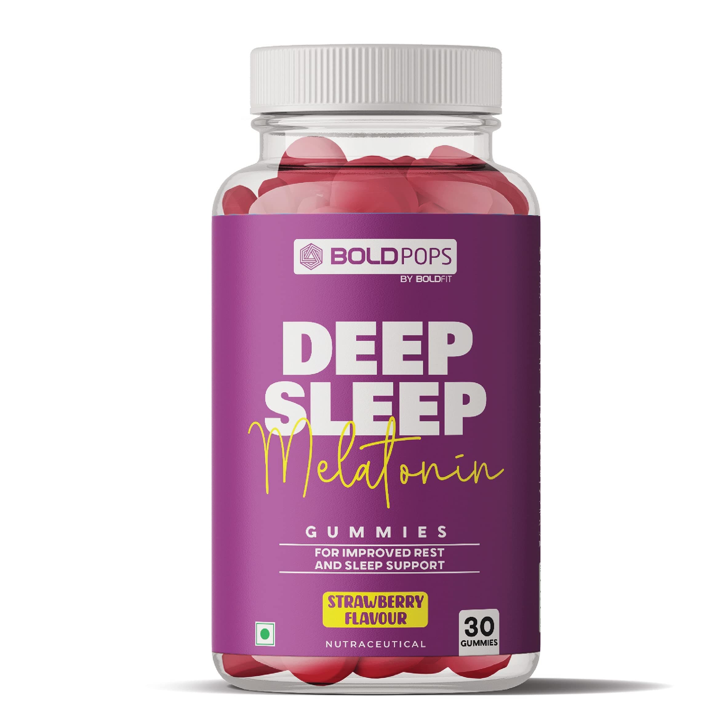 Boldfit 6mg Melatonin Sleep Gummies for Men and Women Gummies for Deep Sleep with Ashwagandha & Valerian Root for Relaxation, Rest Support & Nighttime Routine Sleep Supplements-30 Strawberry Flavor