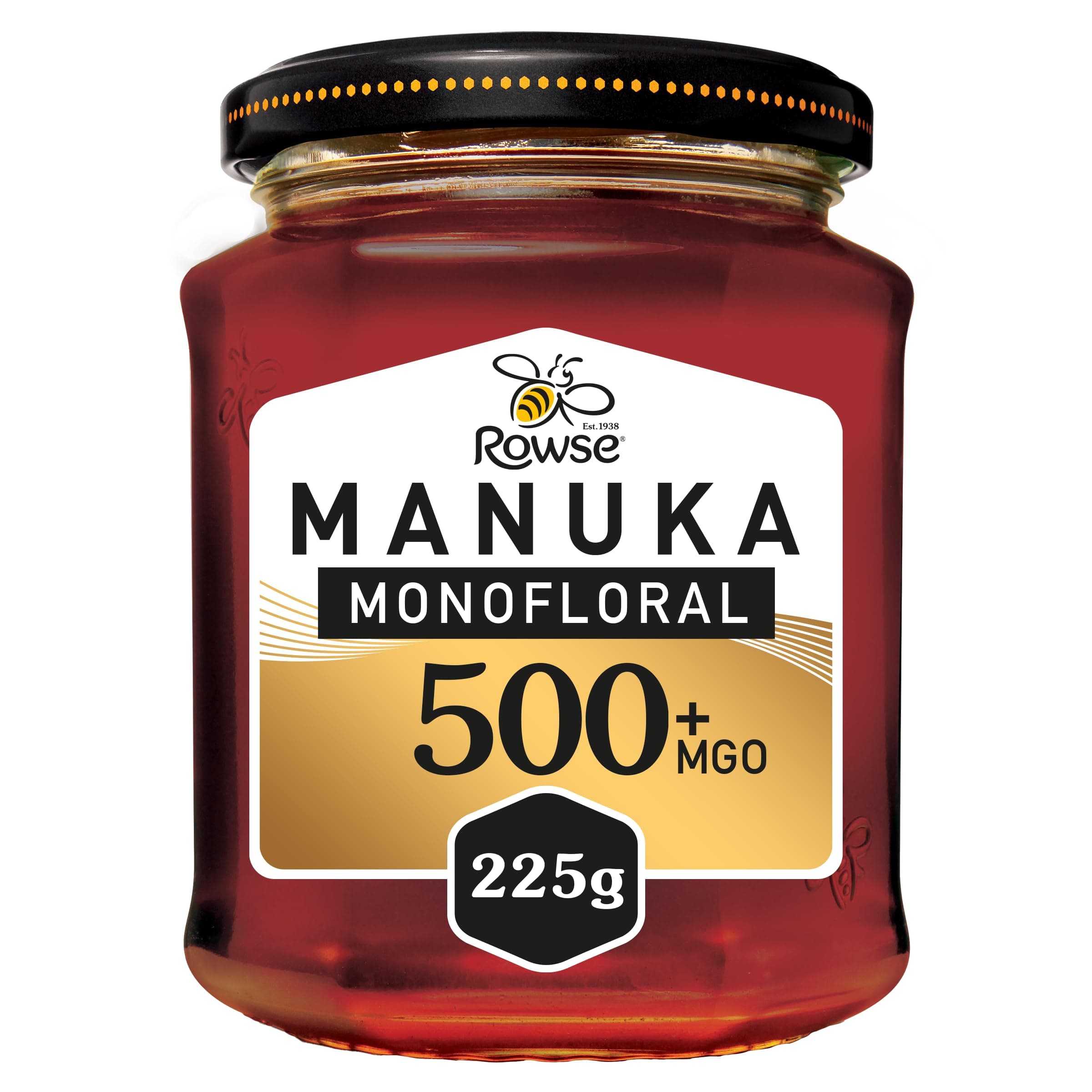 Rowse Honey, Monofloral Manuka Honey, 500+MGO Jar, New Zealand, 100% pure & natural, 225g