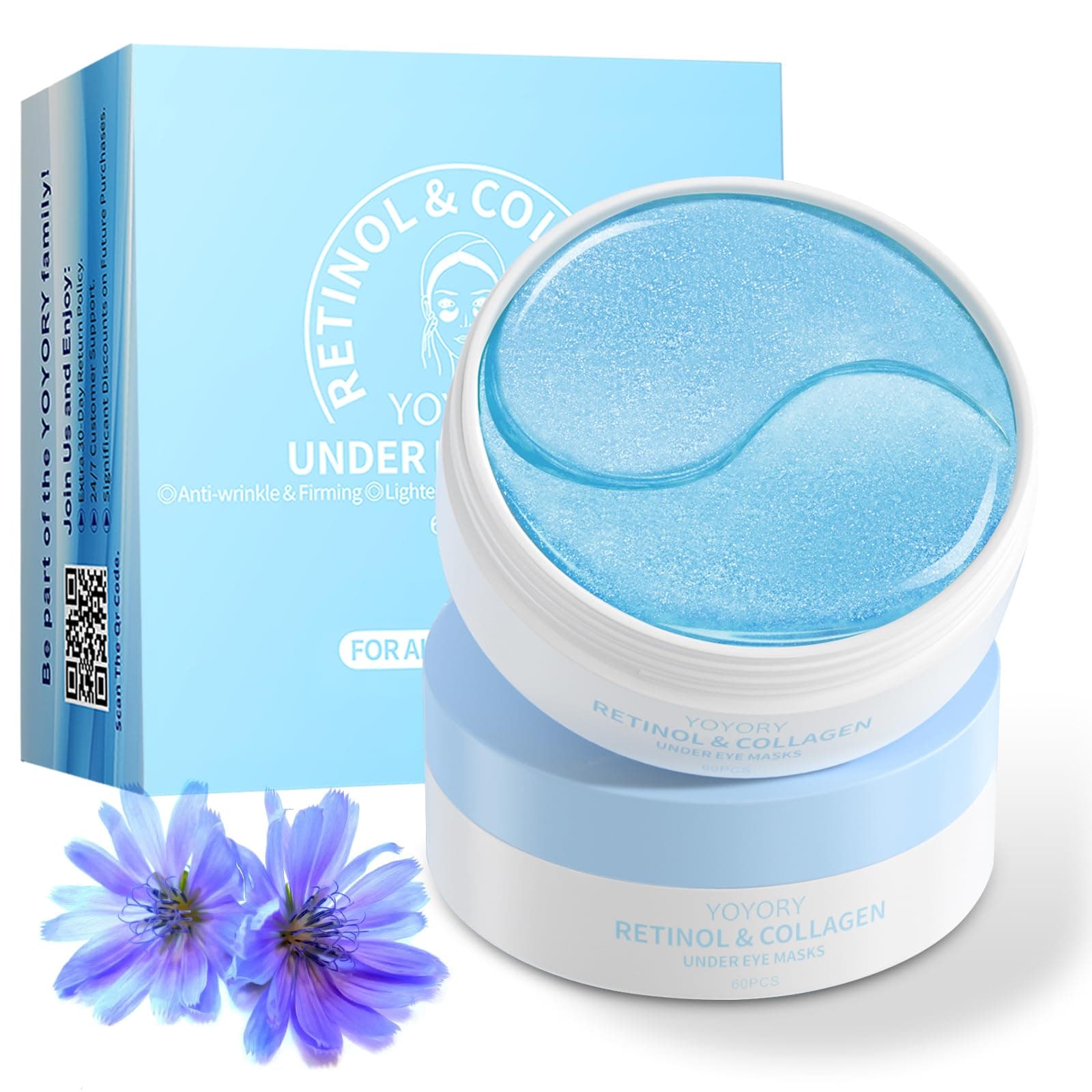 Under Eye Patches Masks - for Dark Circles, Puffy Eyes, Fine Lines, Wrinkles, Eye Bags Treatment with Collagen and Hyaluronic Acid, Moisturizing and Hydrating (60 Pcs)