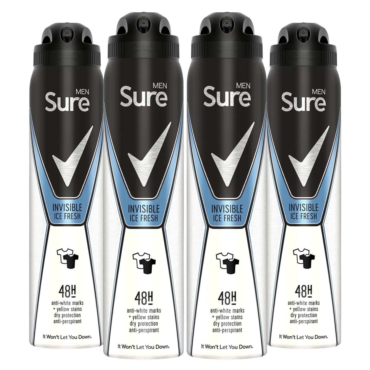 4 x 250ml Sure Men INVISIBLE ICE 48h Anti-Perspirant Deodorant