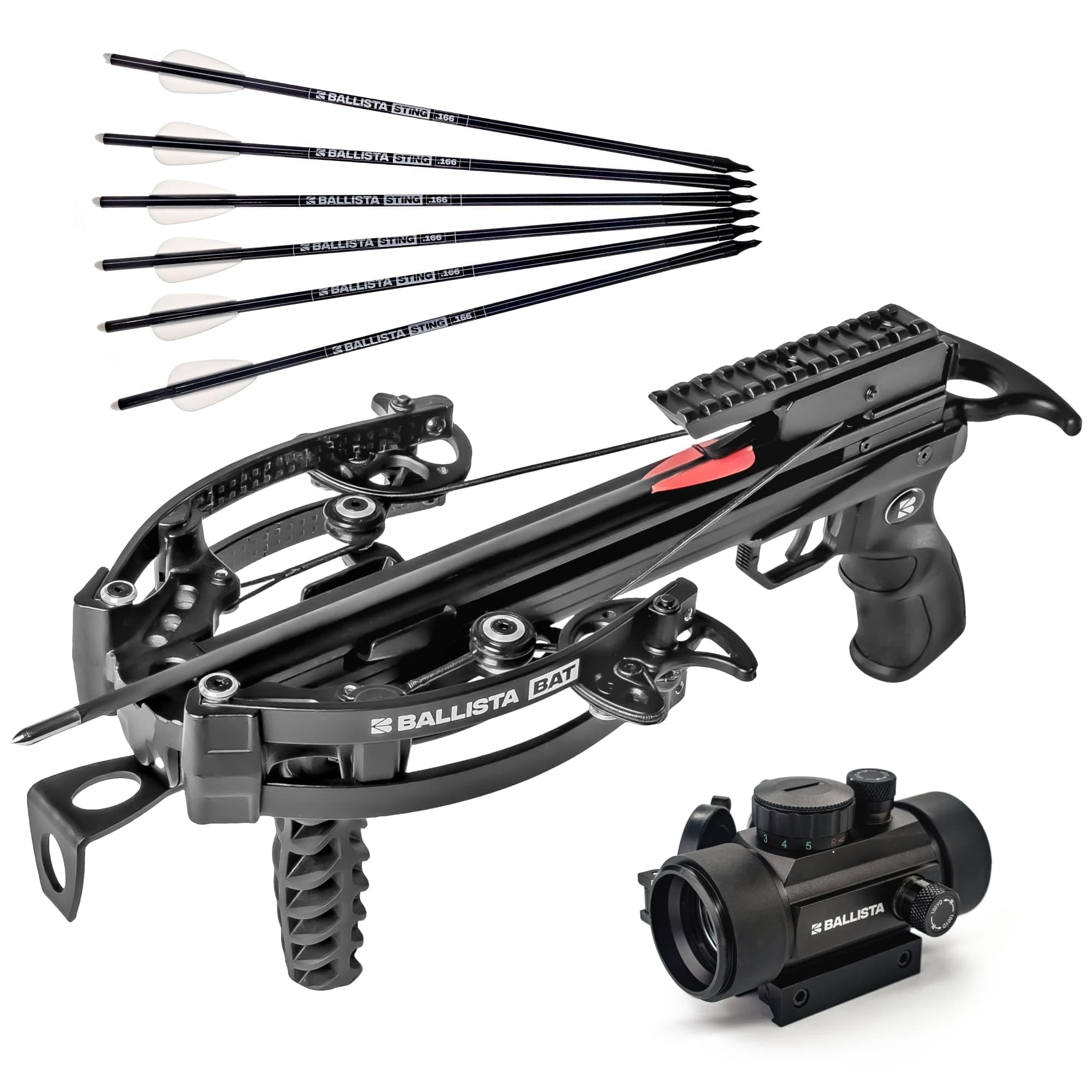 Hunting Bundle: BAT Compound Small Crossbow with Red Dot Sight and 6 x Stign Bolts 13"