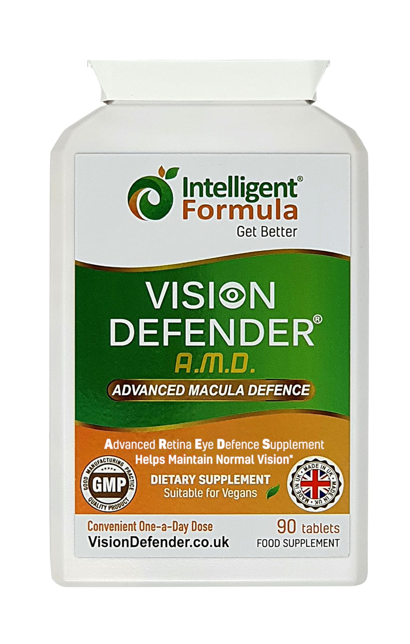 – Vision Defender AMD Eye Health Supplement: Exact AREDS2 6-Nutrient Complex with Lutein & Zeaxanthin, Vitamins C & E, Zinc & Copper. 1-a-Day Vegan Eye Tablets for Vision Support, 90 Tablets. Made in UK