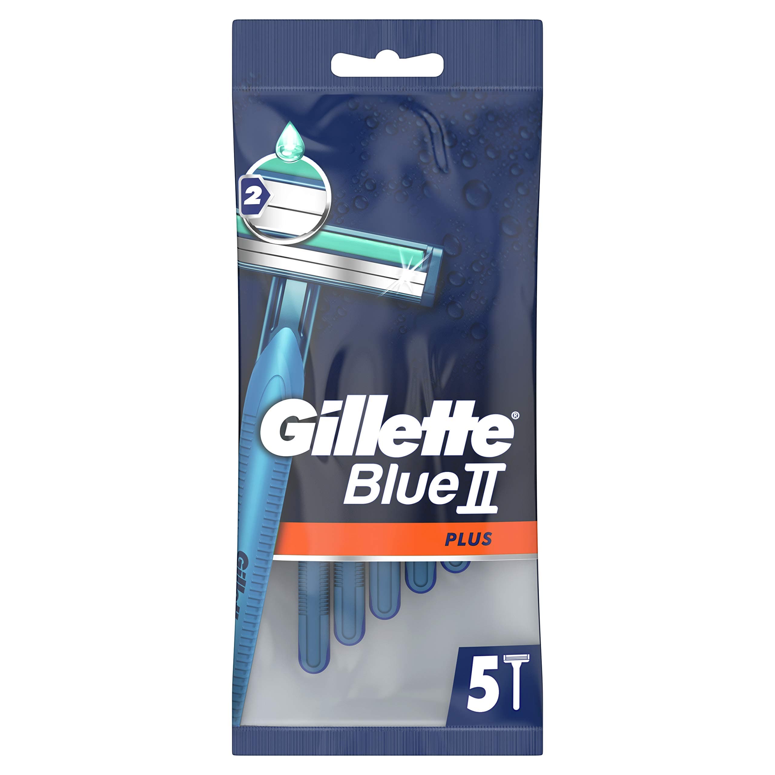 Blue II Plus Men's Disposable Razors 5pcs