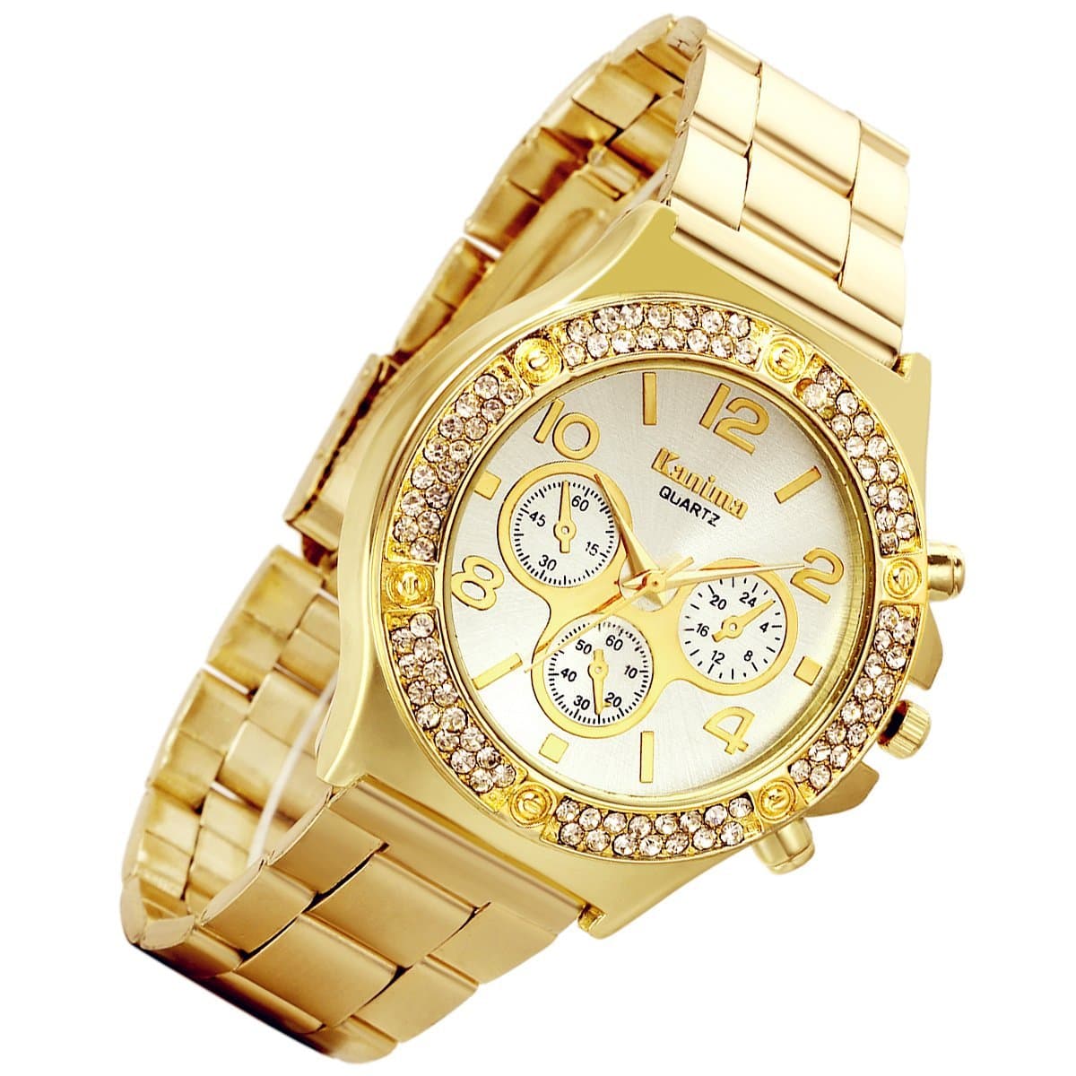 Gold Hip-Hop Watch for Men [Upgraded] Japan Quartz 30M Waterproof Dress Casual Watch for Valentine's Day
