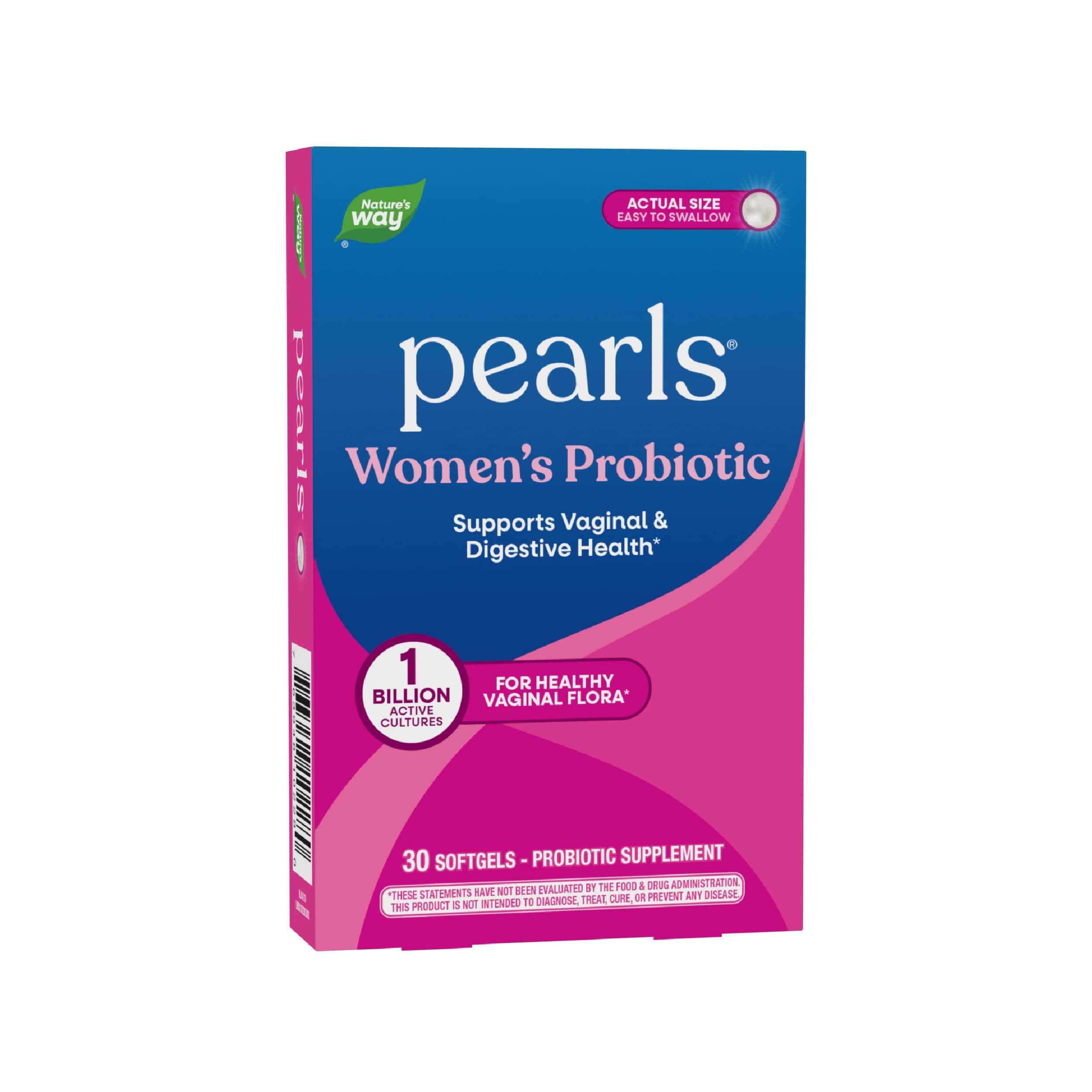 Nature's Way Women's Probiotic Pearls, Supports Vaginal and Digestive Health*, Protects Against Occasional Constipation & Bloating*, 1 Billion Live Cultures, 30 Softgels (Packaging May Vary)
