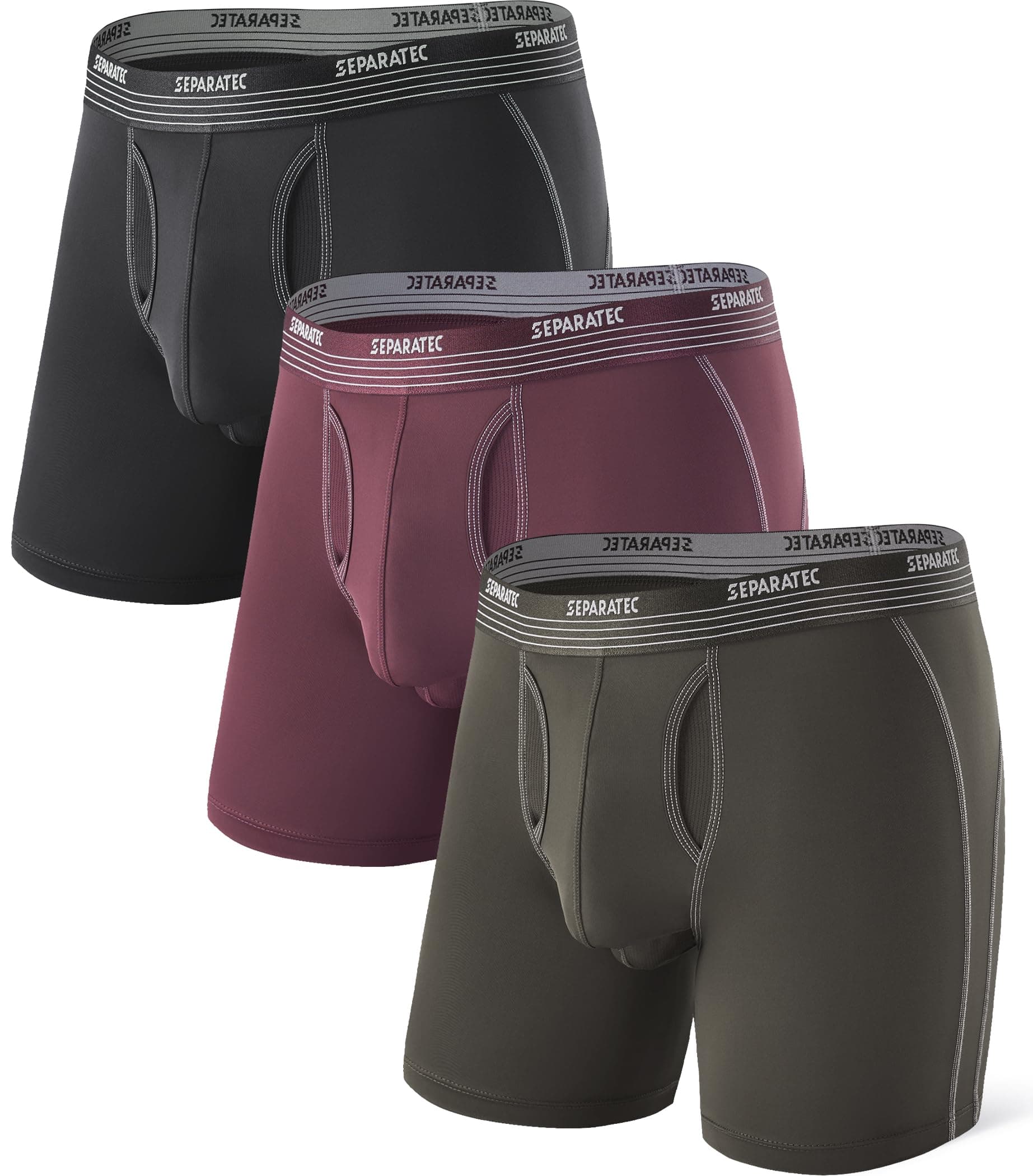 Mens Underwear with Pouch for balls Anti Chafing Underwear Men Athletic Sport Performance Long Boxer Briefs 3 Pack