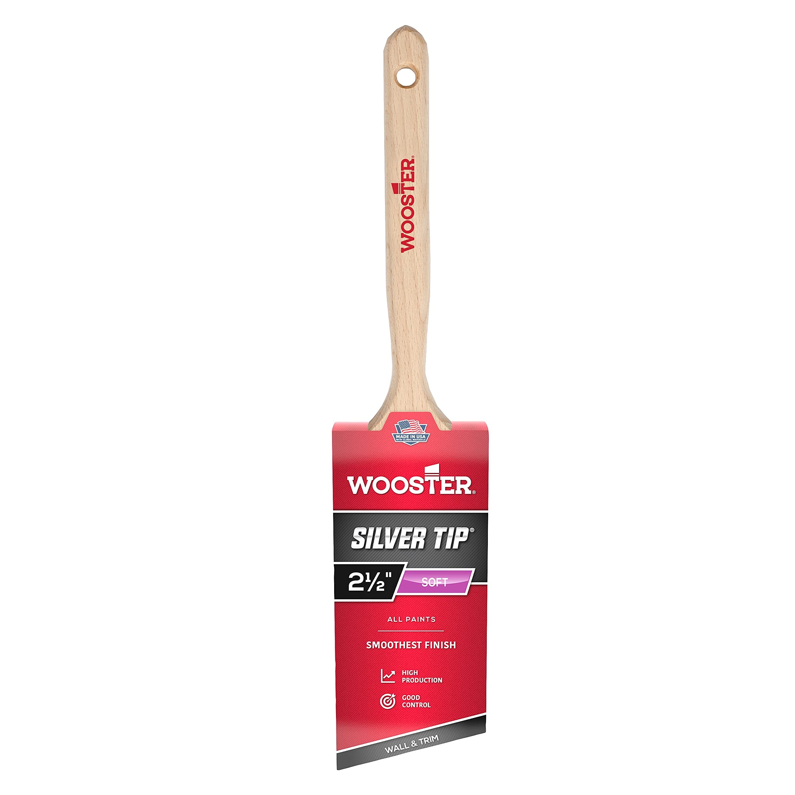 Wooster Brush 5221-2-1/2 Silver Tip Angle Sash Paintbrush, 2-1/2-Inch