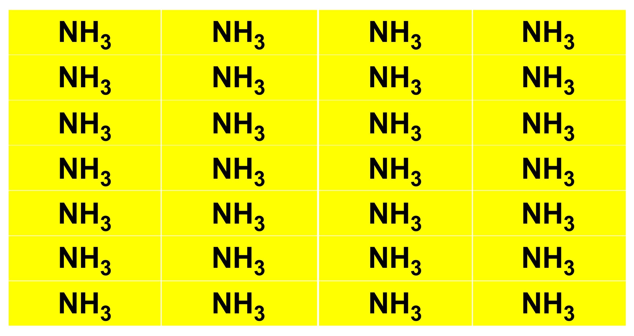 NH3_Gas Pipe Tubing Labels_ <PACKAGE OF 56 LABELS> 3/8" Height, 1 1/2" Width, Black Print on Yellow Background, TEMPO GAS SYSTEMS High-visibility, Industry-standard Information and Safety Labels