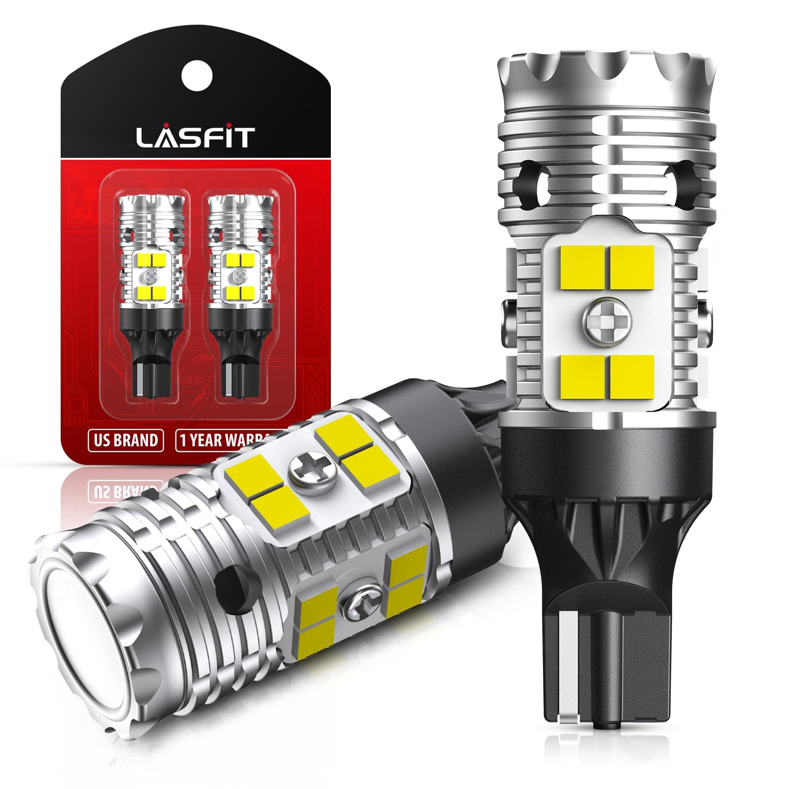 LASFIT 921 912 T15 CANBUS Error Free LED Reverse Back Up Light Bulb, White Light, New Upgrade Design,2 pack