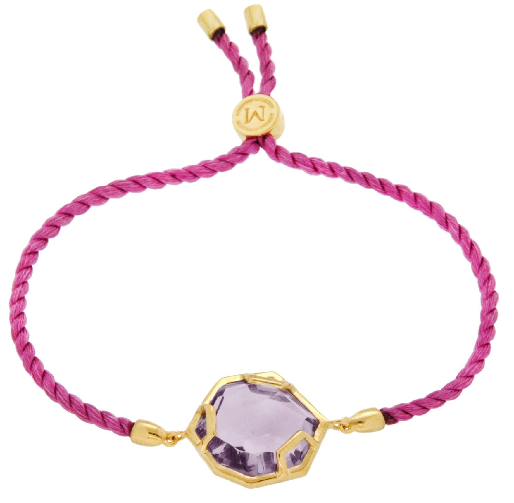 Missoma 18ct Gold Plated Astra Pink Rope Bracelet with Hydro Amethyst