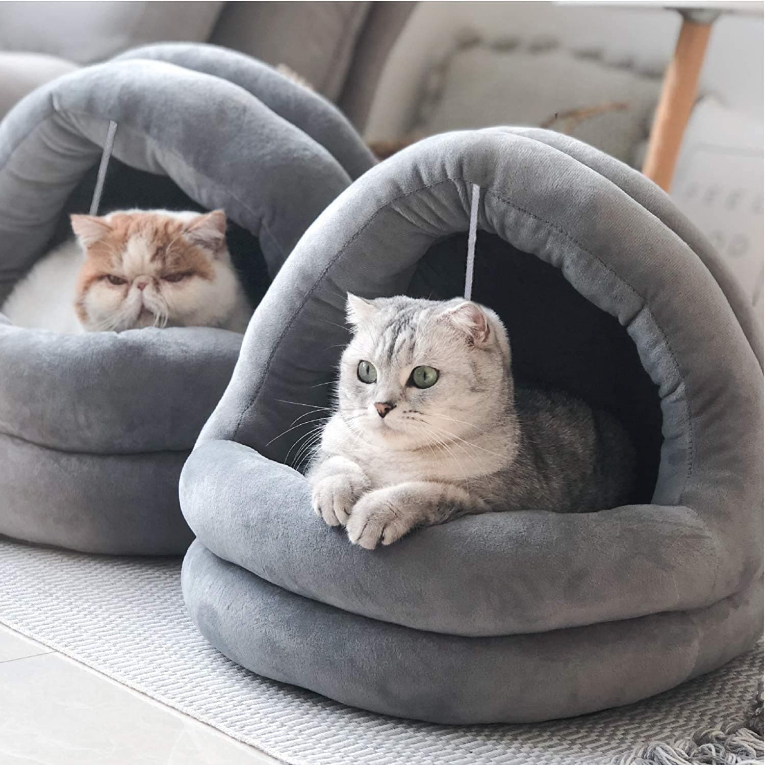 JT-House Cat Bed for Indoor Cats, 2 In 1 Machine Washable Cat Beds, Cat Beds Therapeutic Round Cuddle Nest Snuggery Burrow Blanket, Pet Tent Soft Cave Bed for Dogs and Small Kitty, Puppy (Medium)