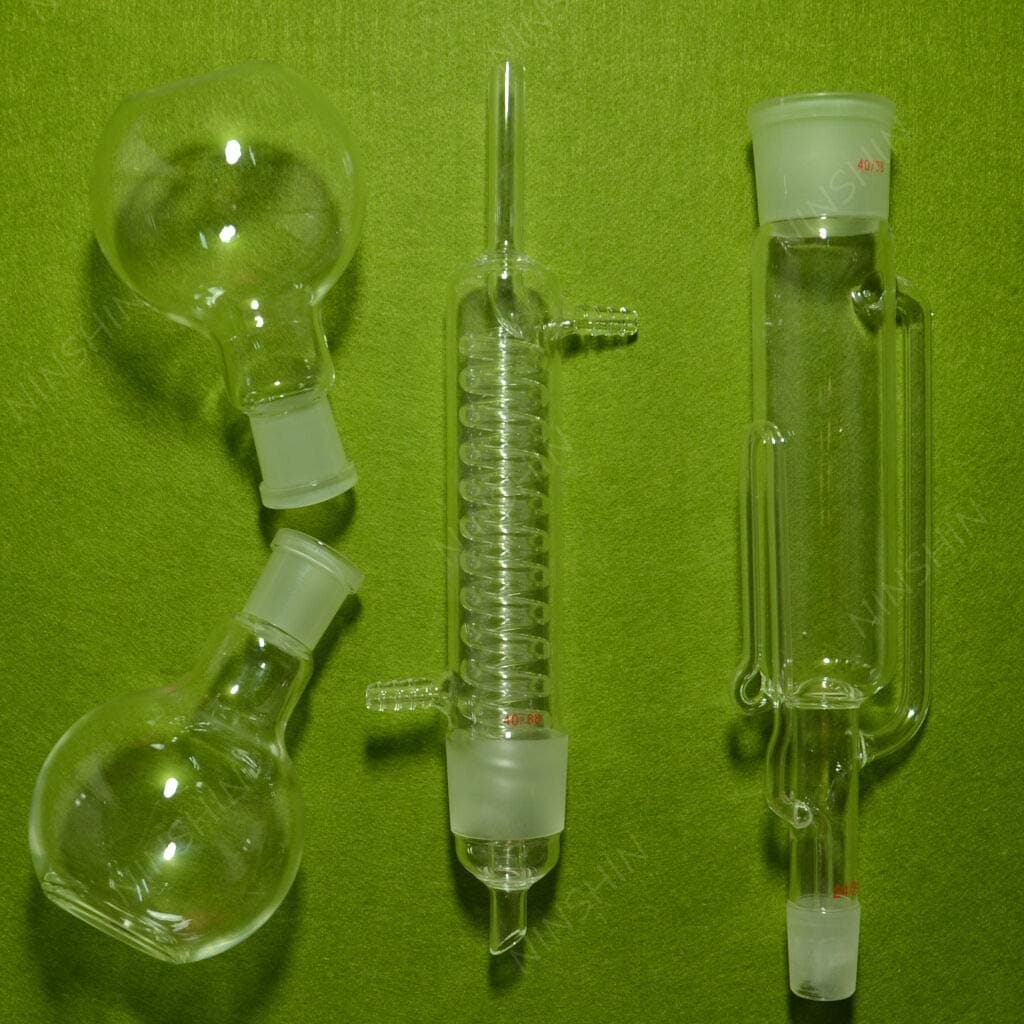 Glass Soxhlet Extractor Body & Graham Condenser,250ml,Two Flat Bottom Flasks