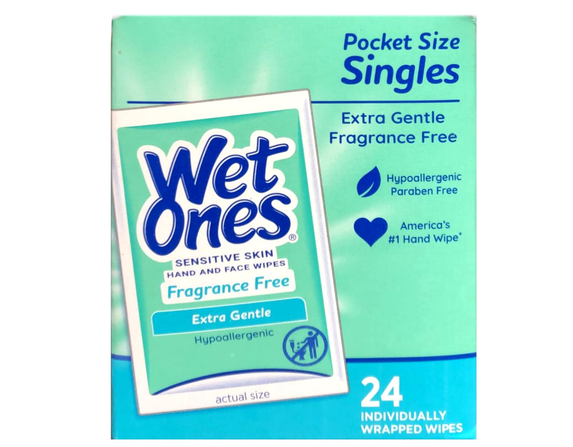 WET ONES Sensitive Skin Hand Wipes, Singles Extra Gentle Fragrance & Alcohol Free 24 ea