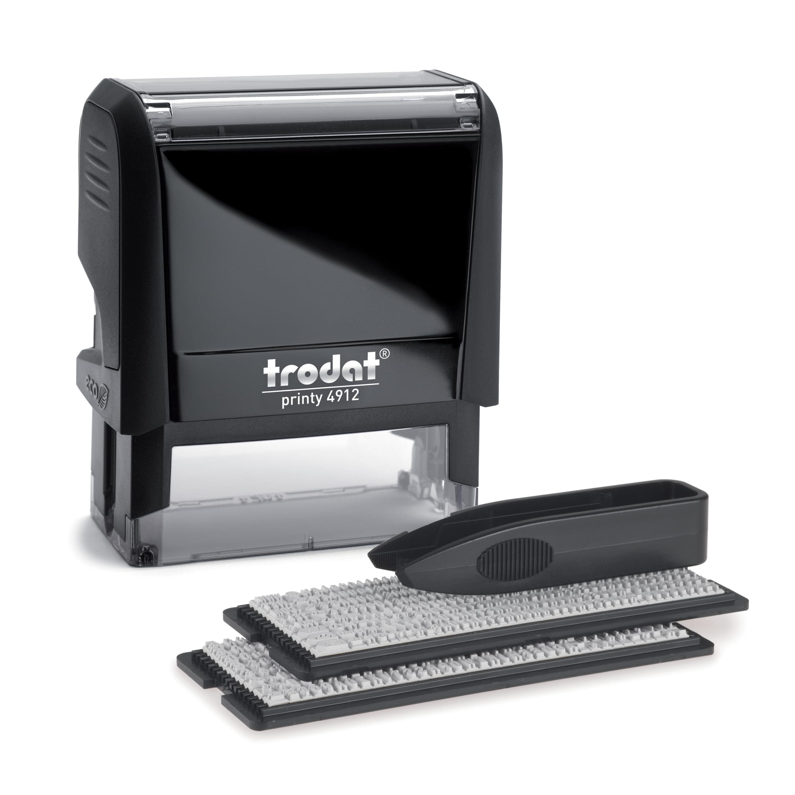 Trodat Printy 4912 Self Inking Do it Yourself (DIY) 4 line Personalized Custom Message or Address Stamp kit with Black Ink, Impression Size: 3/4” x 1-7/8” inch (Black)