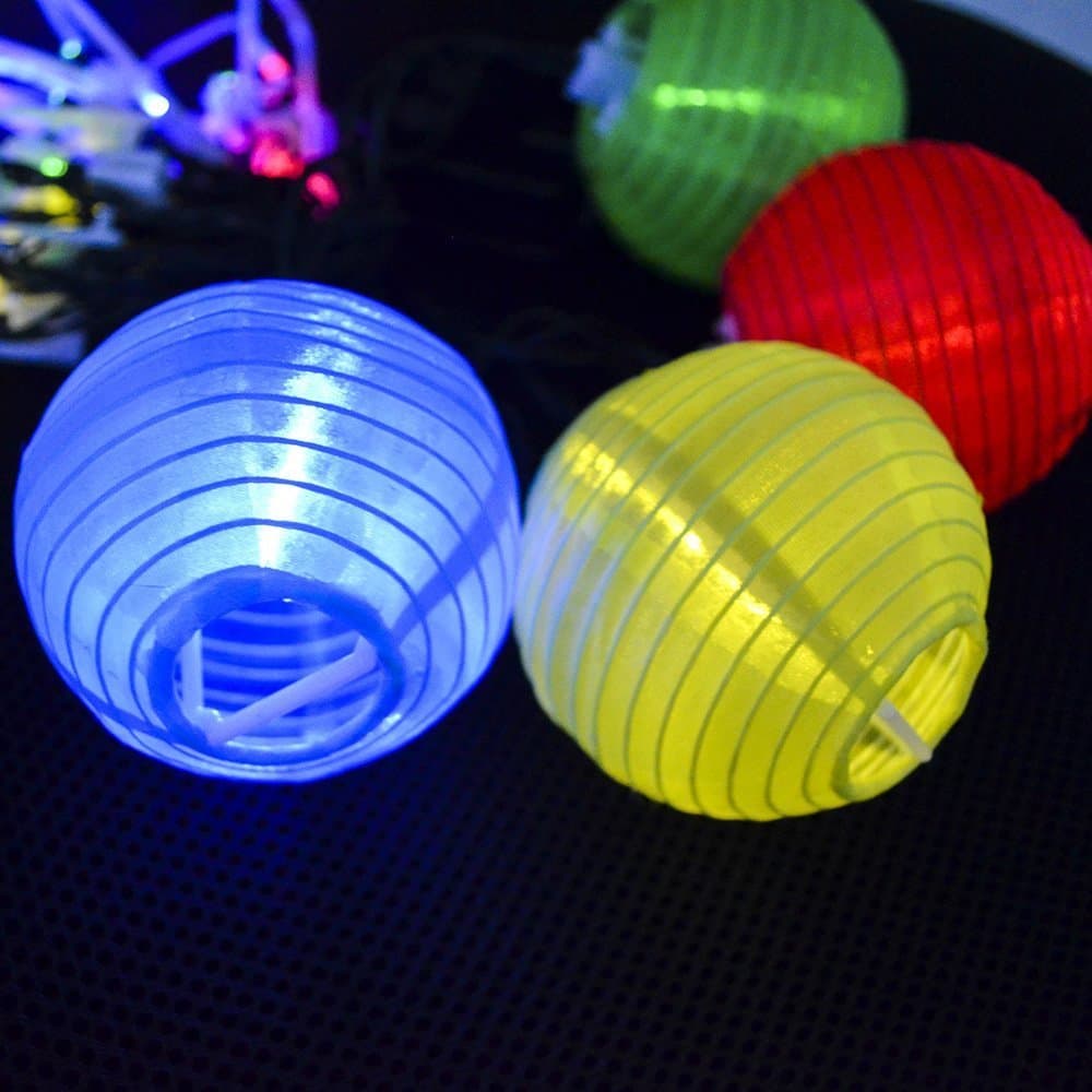 Chinese Lantern LED Solar String Lights (20, Multi-color)Christmas Lights Outdoor Decorative Lights for Patio, Garden, Lawn
