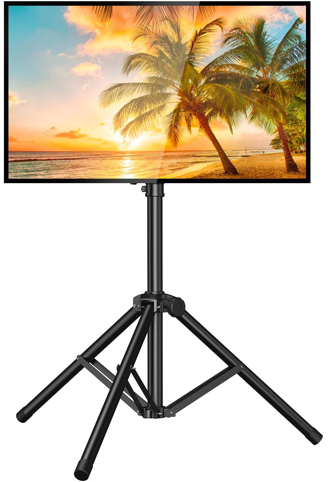 PERLESMITH TV Tripod Stand with ±20° Tilt and 360° Swivel,Portable TV Stand for 37-85 Inch LED LCD OLED Flat Screen TVs,Height Adjustable Outdoor TV Stand with VESA 600x400mm up to 110 lbs PSTM2