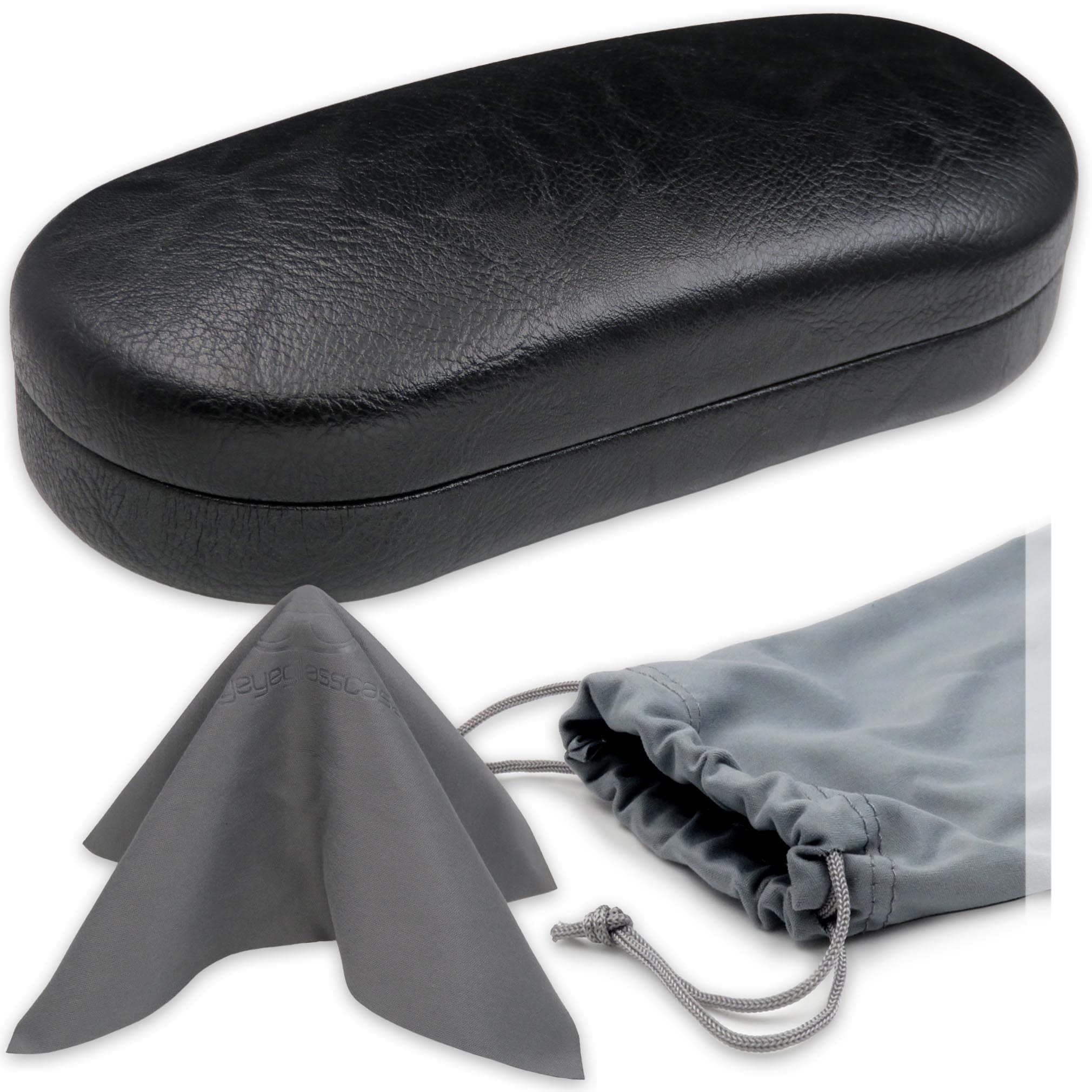 Large Sunglasses Case - Glasses Holder with Pouch & Cloth - Eyeglass Hard shell Medium - Extra Large frames