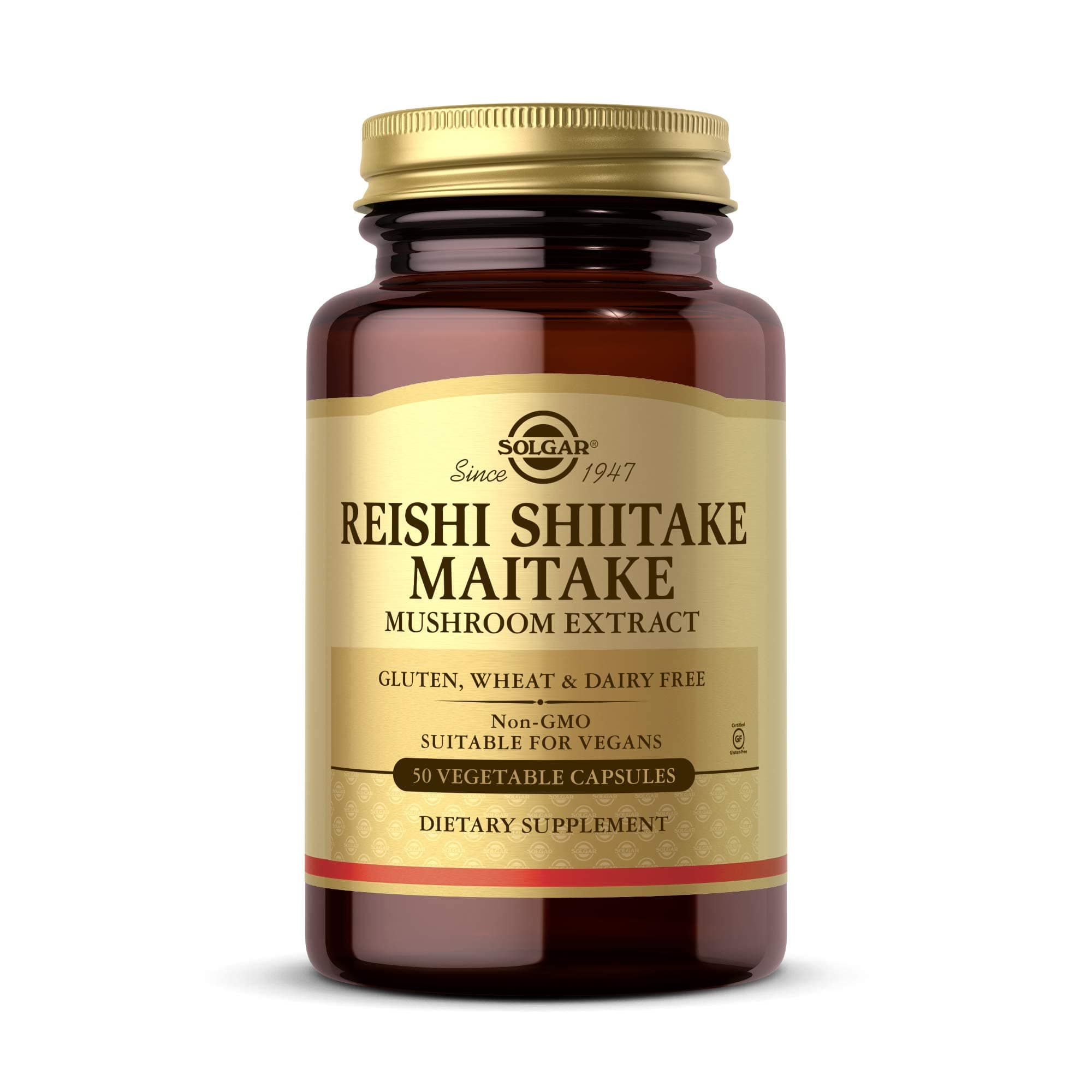 Reishi Shiitake Maitake Mushroom Extract, 50 Vegetable Capsules