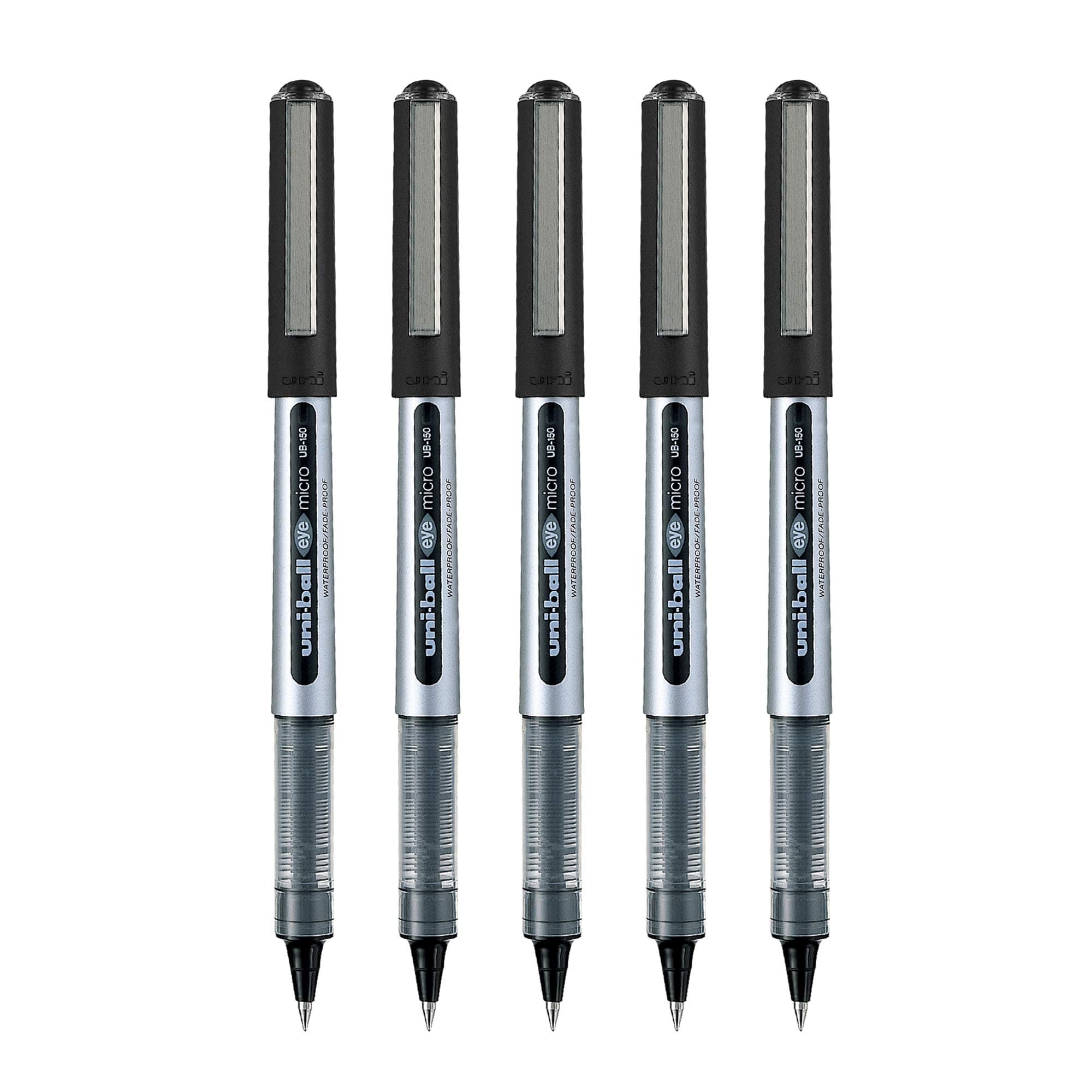 UNI-BALL Eye UB150 0.5mm Roller Ball Pen | Black Ink, Pack of 5