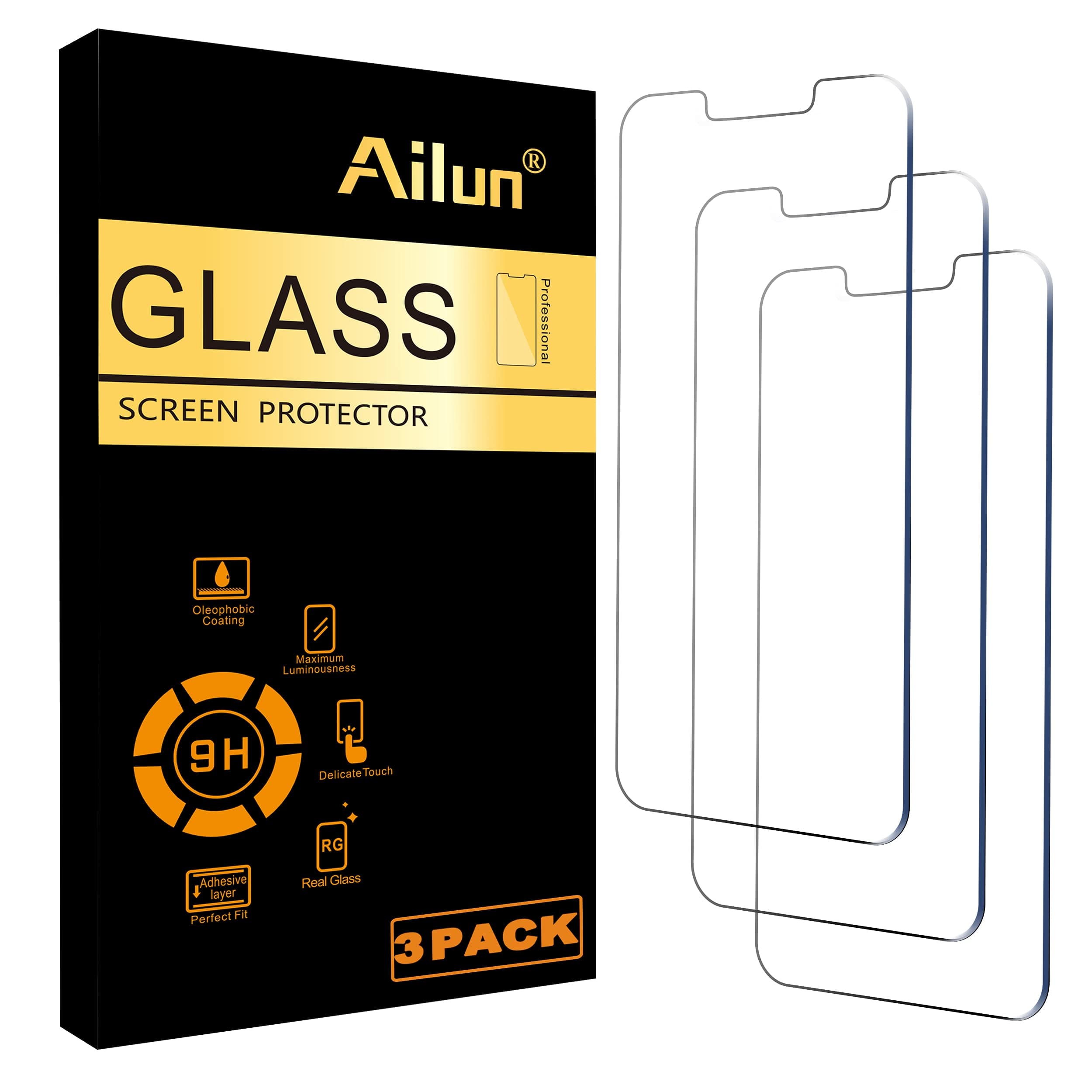Ailun Glass Screen Protector Compatible for iPhone 13/13 Pro [6.1 Inch] Display 3 Pack Tempered Glass,Case Friendly