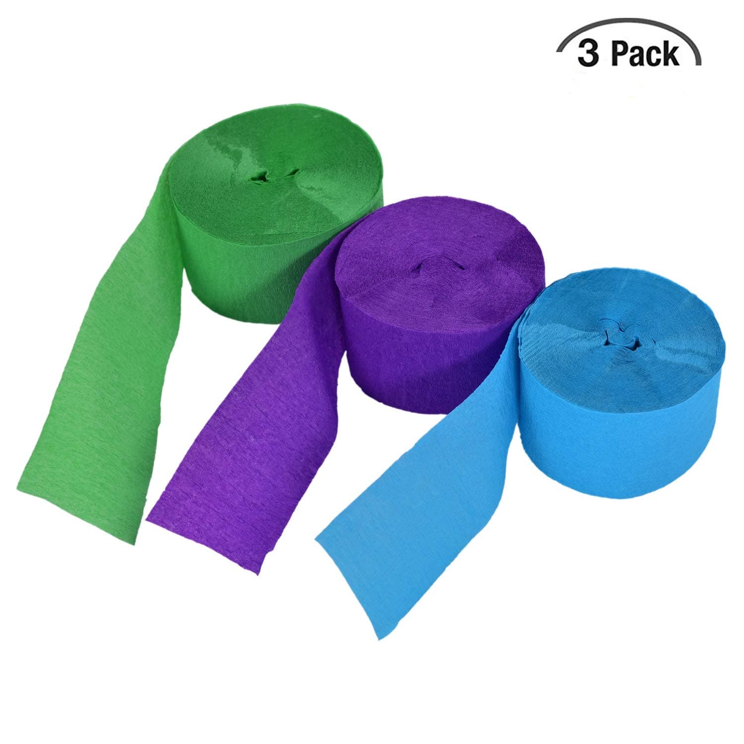 Crepe Paper Streamers for Various Birthday Party,Class Party,Wedding Festival Party,Family Gathering Decorations 1.8 Inch x 82 Feet，3 Rolls