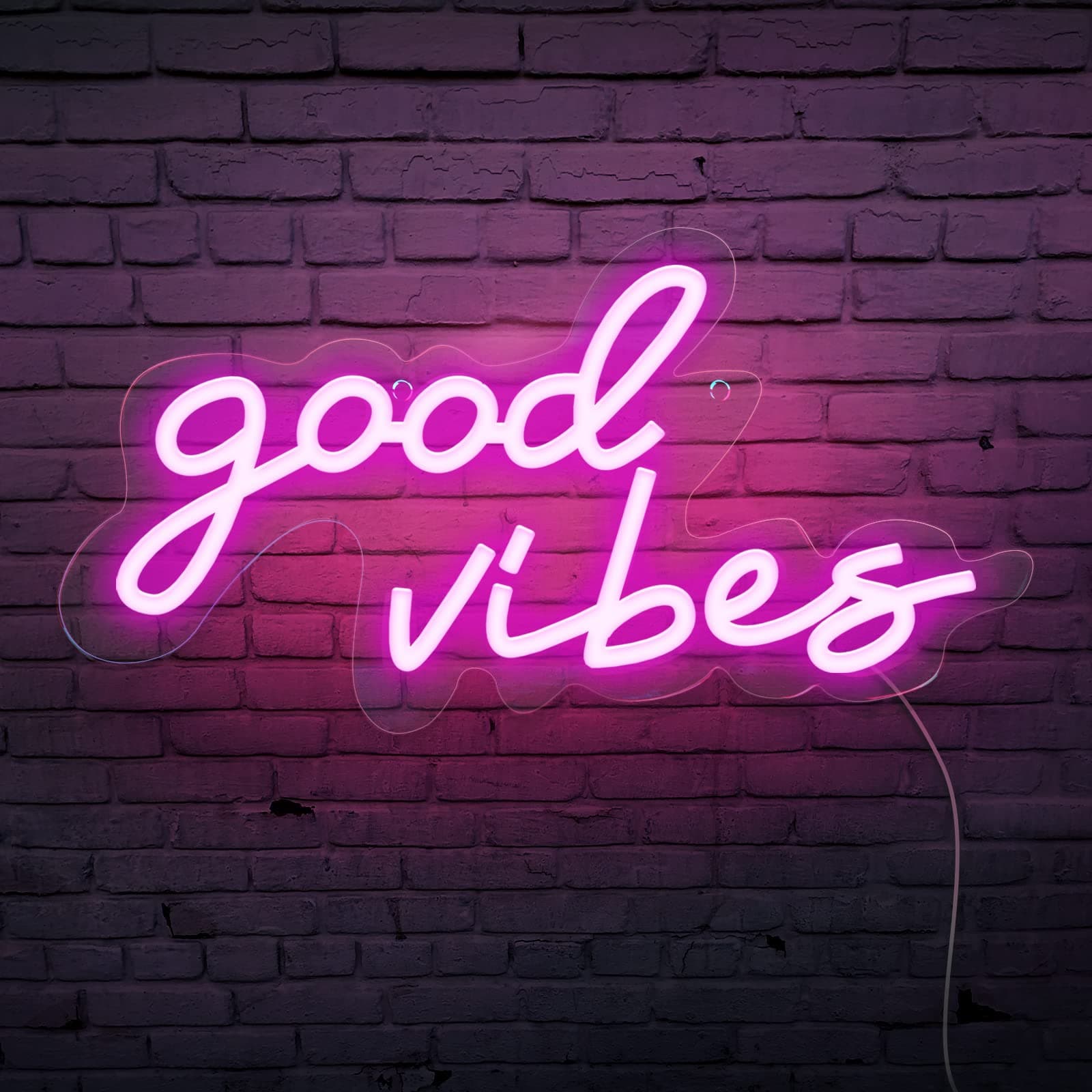 MEDE Good Vibes Neon Sign,Neon Light Powered by USB with Switch, Pink Led Neon Light Sign for Bedroom,Wall Decor,Game Room,Party, Bar Decor-16.1 * 8.2" (good vibes-pink)