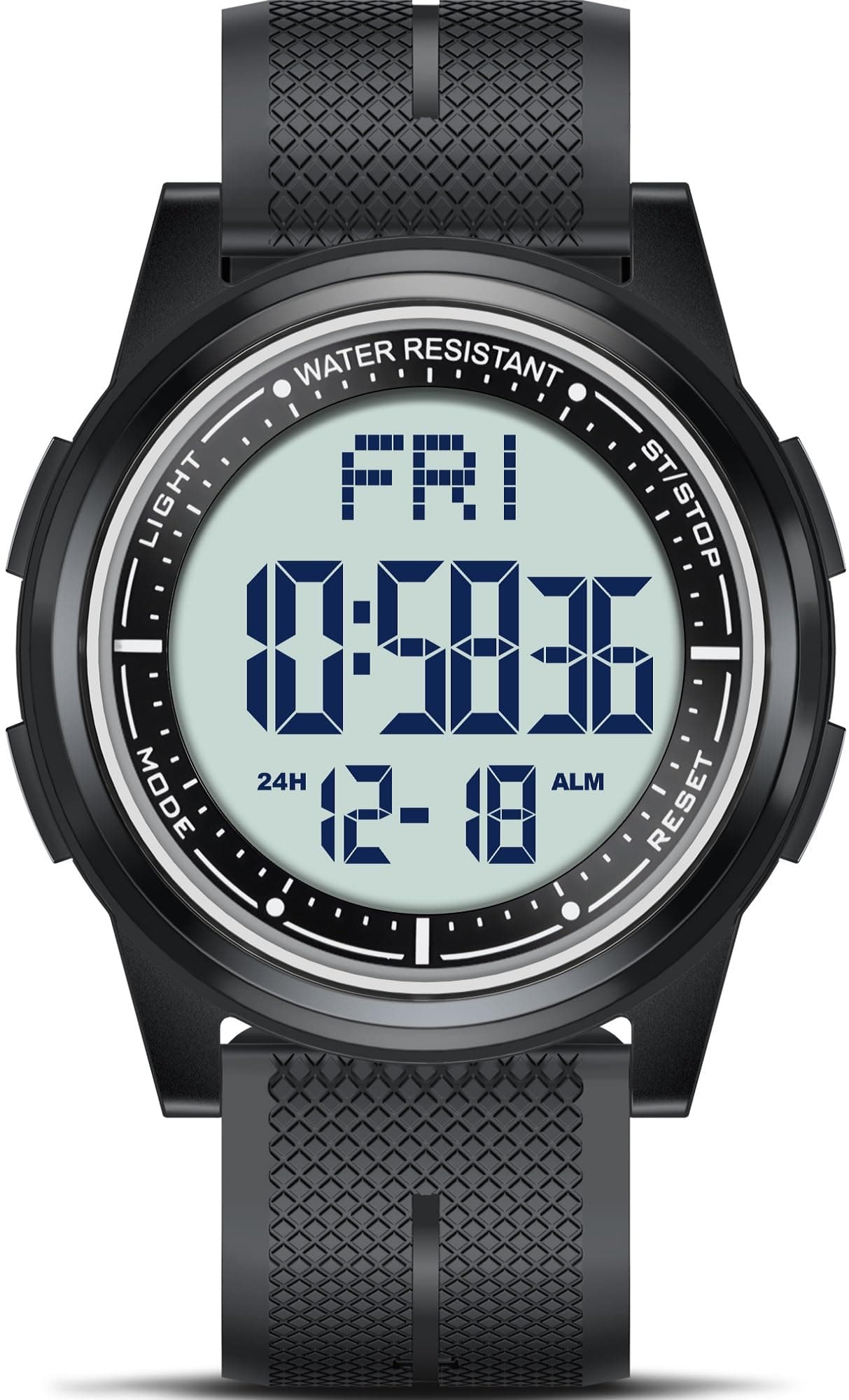 Beeasy Digital Watch Waterproof with Stopwatch Alarm Countdown Dual Time, Ultra-Thin Super Wide-Angle Display Digital Wrist Watches for Men Women