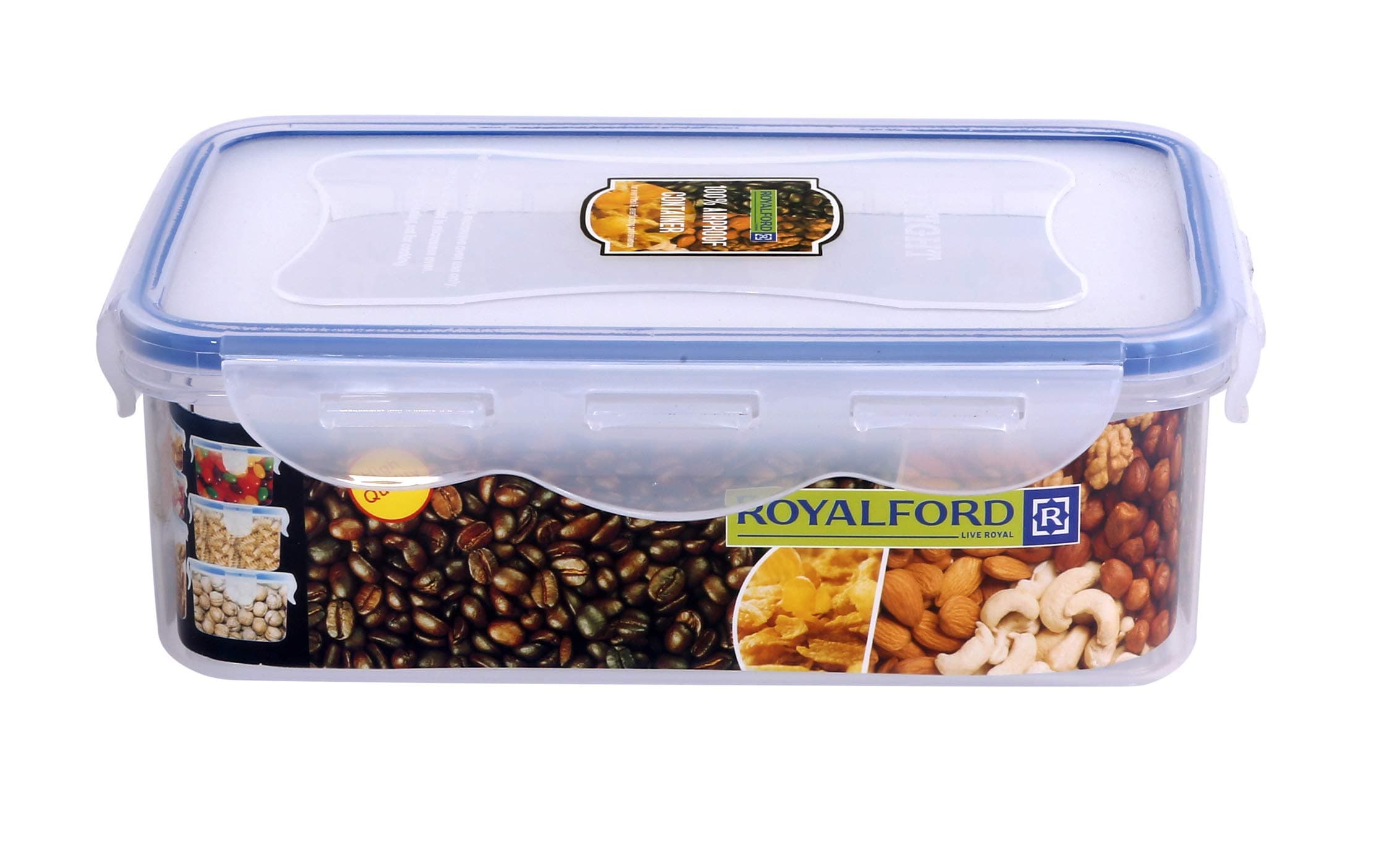 Royalford 1000ml Meal Prep Container | Transparent Food Container | BPA Free, Reusable, Airtight Food Storage Tray with Snap Locking Lid | Microwavable, Freezer & Dishwasher Safe| Bento Lunch Box
