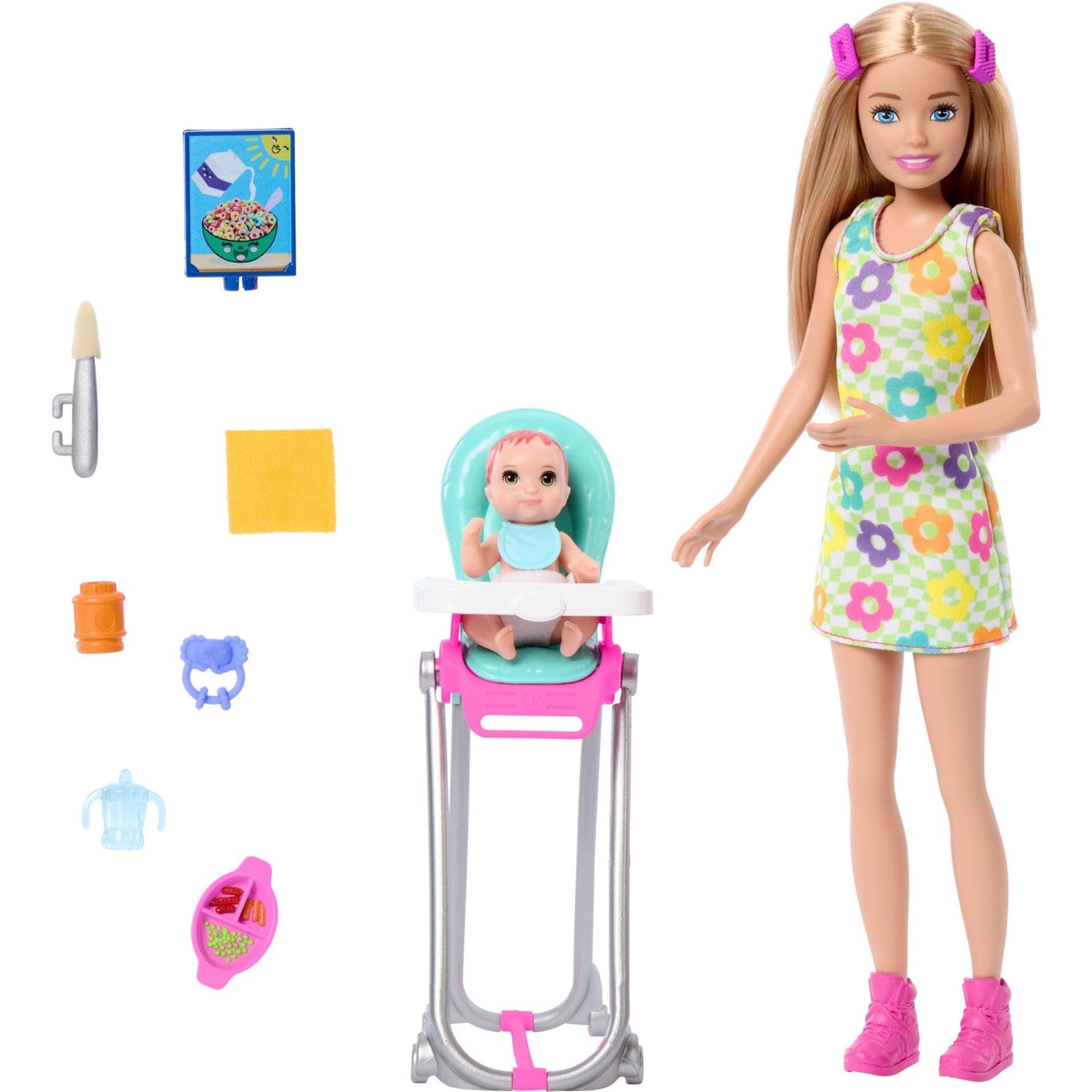 Skipper Doll & Playset with Accessories, Babysitting Set Themed to Mealtime, Color-Change Toy Play