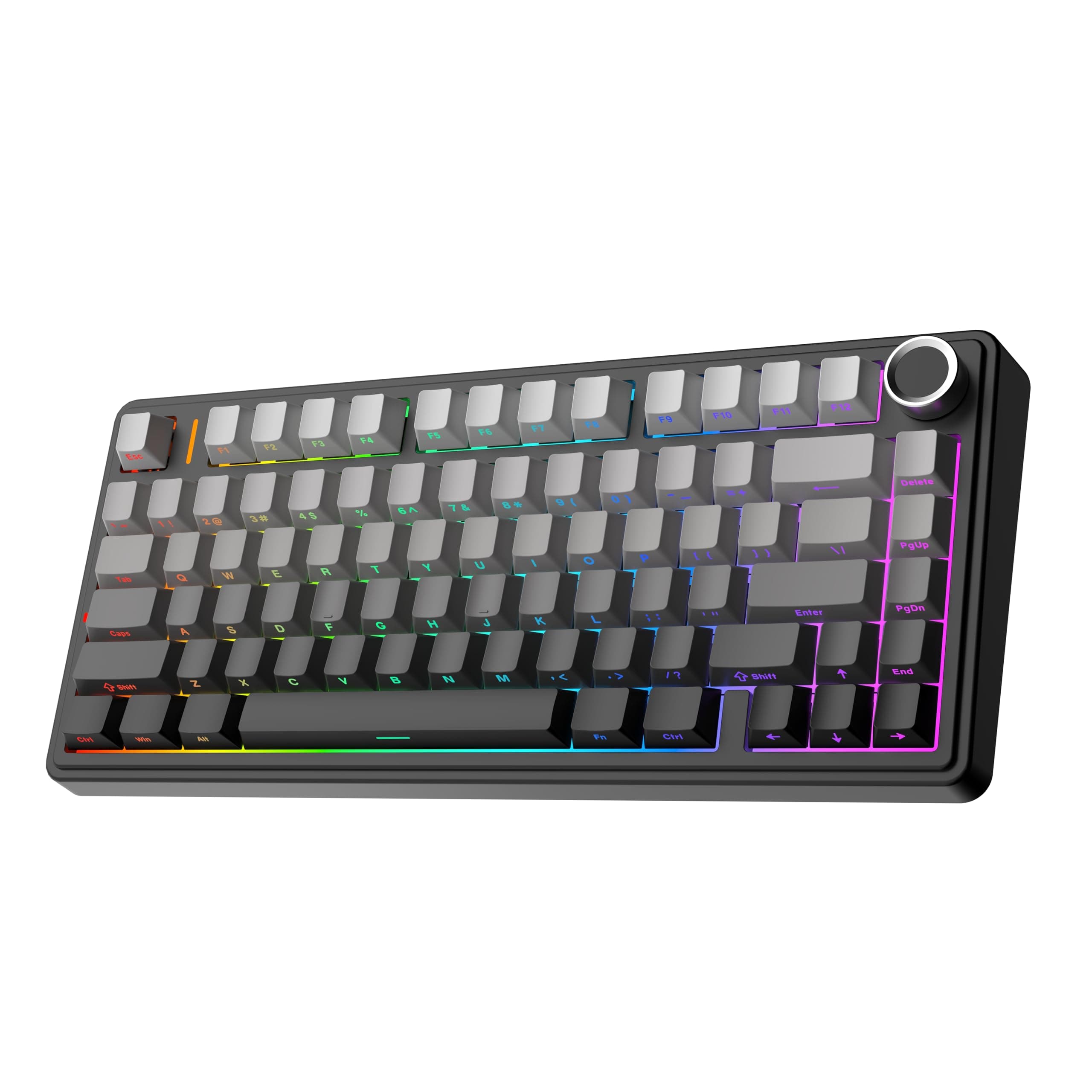 x Aula F75 Gasket Mechanical Keyboard, 75% Wireless Hot Swappable Gaming Keyboard with Five-Layer Padding&Knob, BT/2.4GHz/USB-C, RGB (Black Gradient, LEOBOG Reaper Switch)